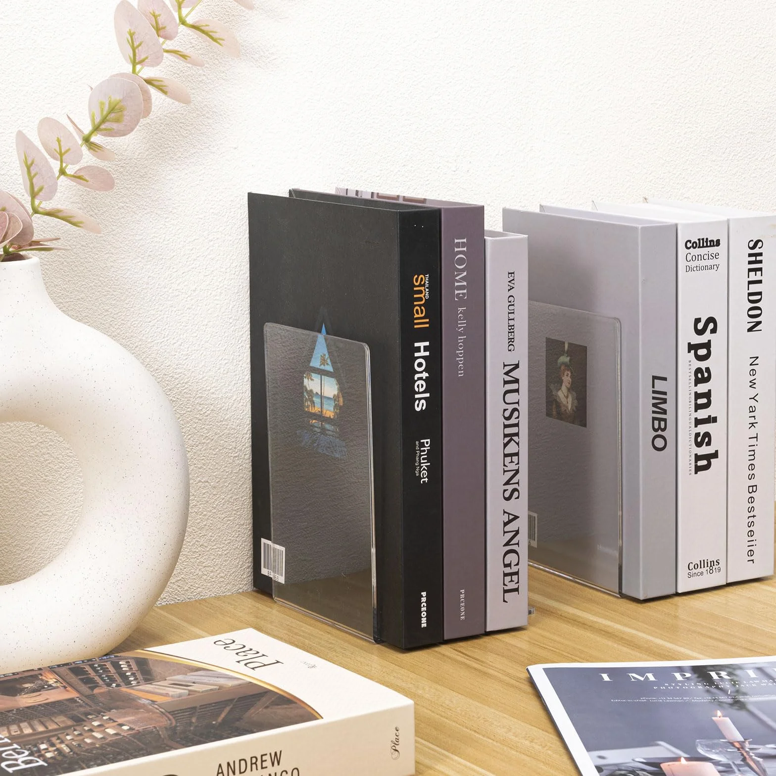 MumdoYAL 8 pezzi fermalibri per mensole trasparenti acrilico per libreria
