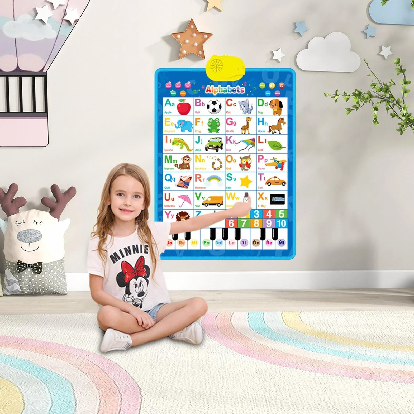 Grafico a muro alfabeto elettronico interattivo poster parlante musicale apprendimento bambini