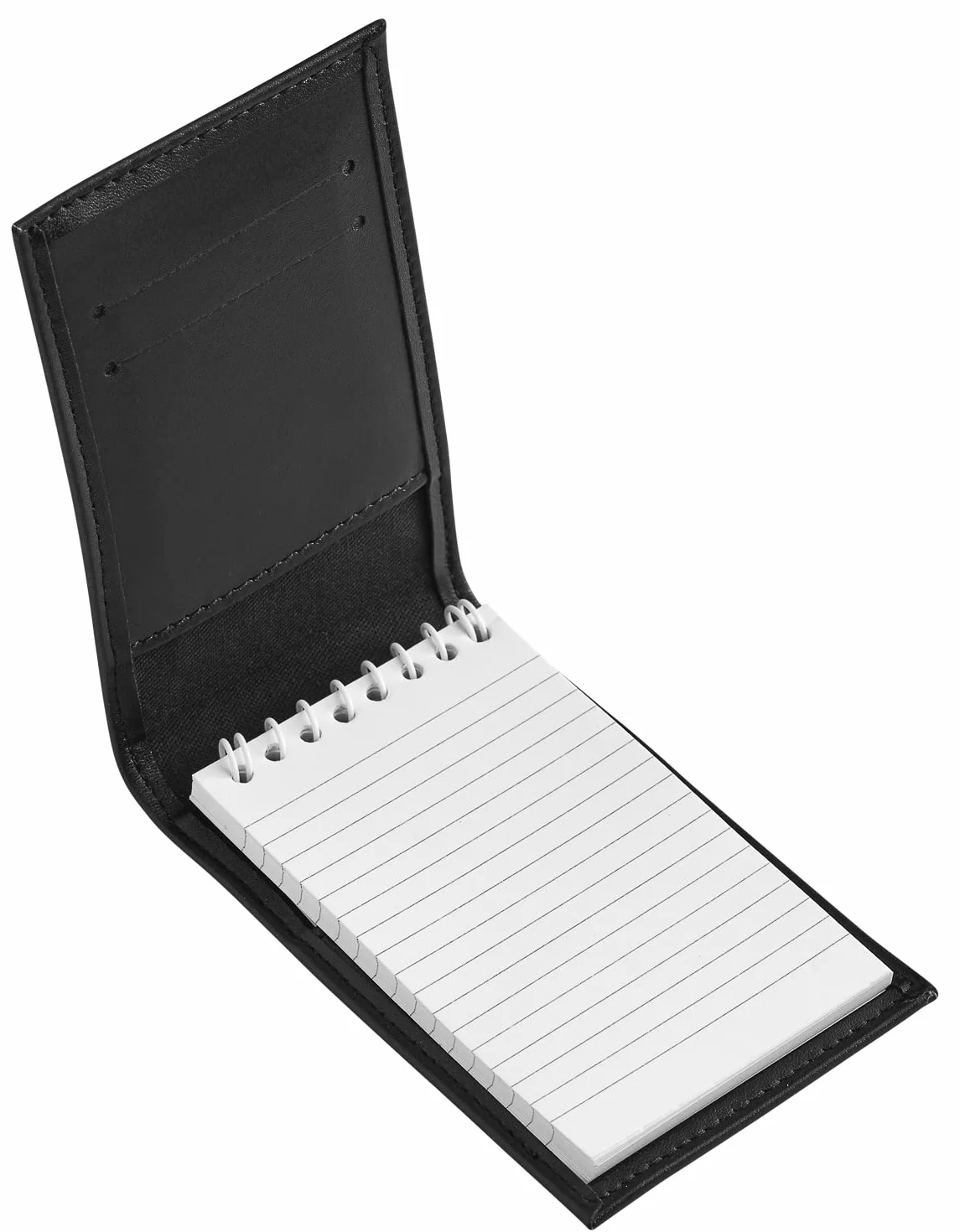 D&K - Porta blocco note in pelle nera per blocchi appunti da 7,6 x 12,7 cm, ricaricabile, con portafoglio, per forze dell'ordine, investigatori, agenti di sicurezza, custodia EDC, include piccolo