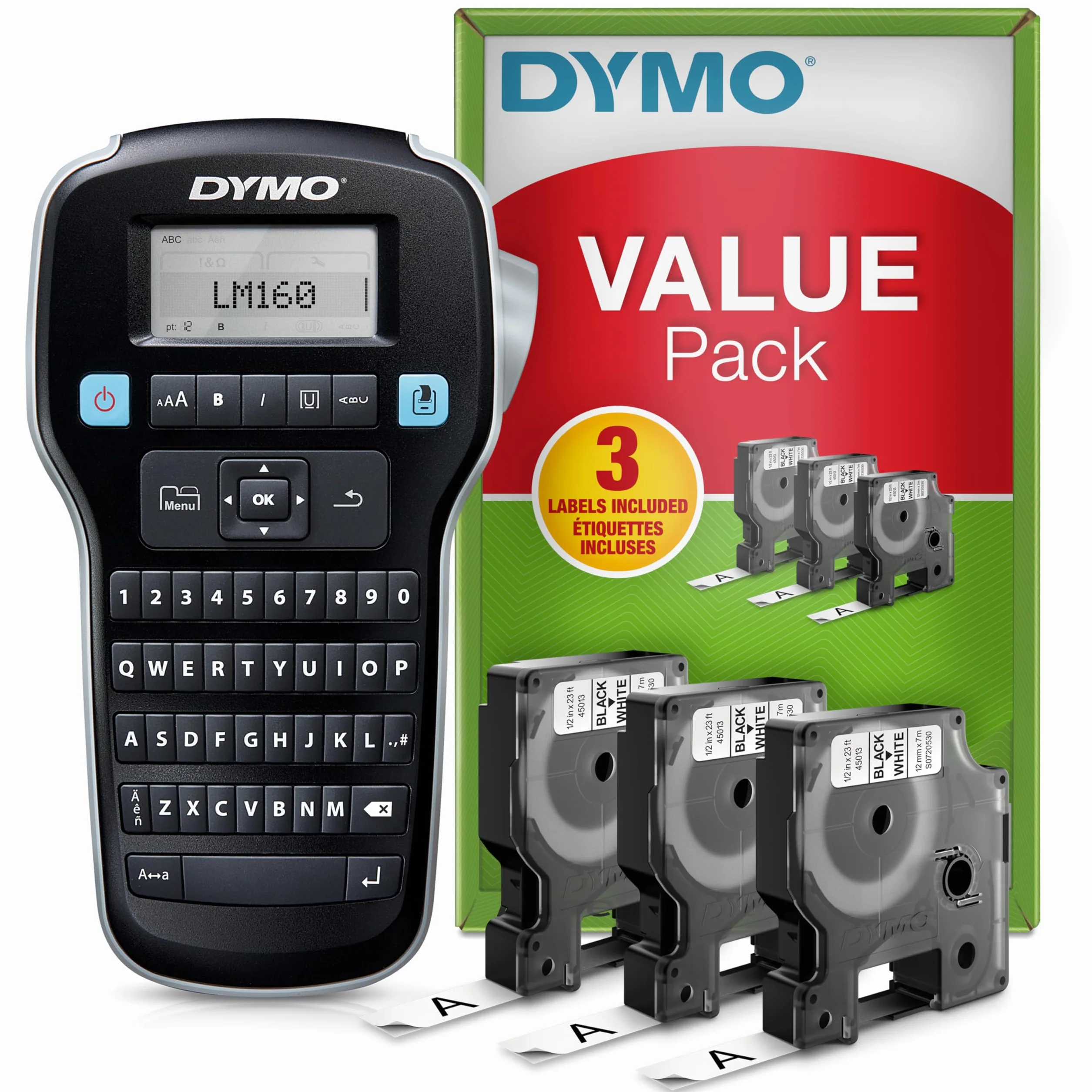 DYMO LabelManager 160 etichettatrice portatile stampante per etichette palmare con 3 bobine nastro Dymo D1 tastiera QWERTY