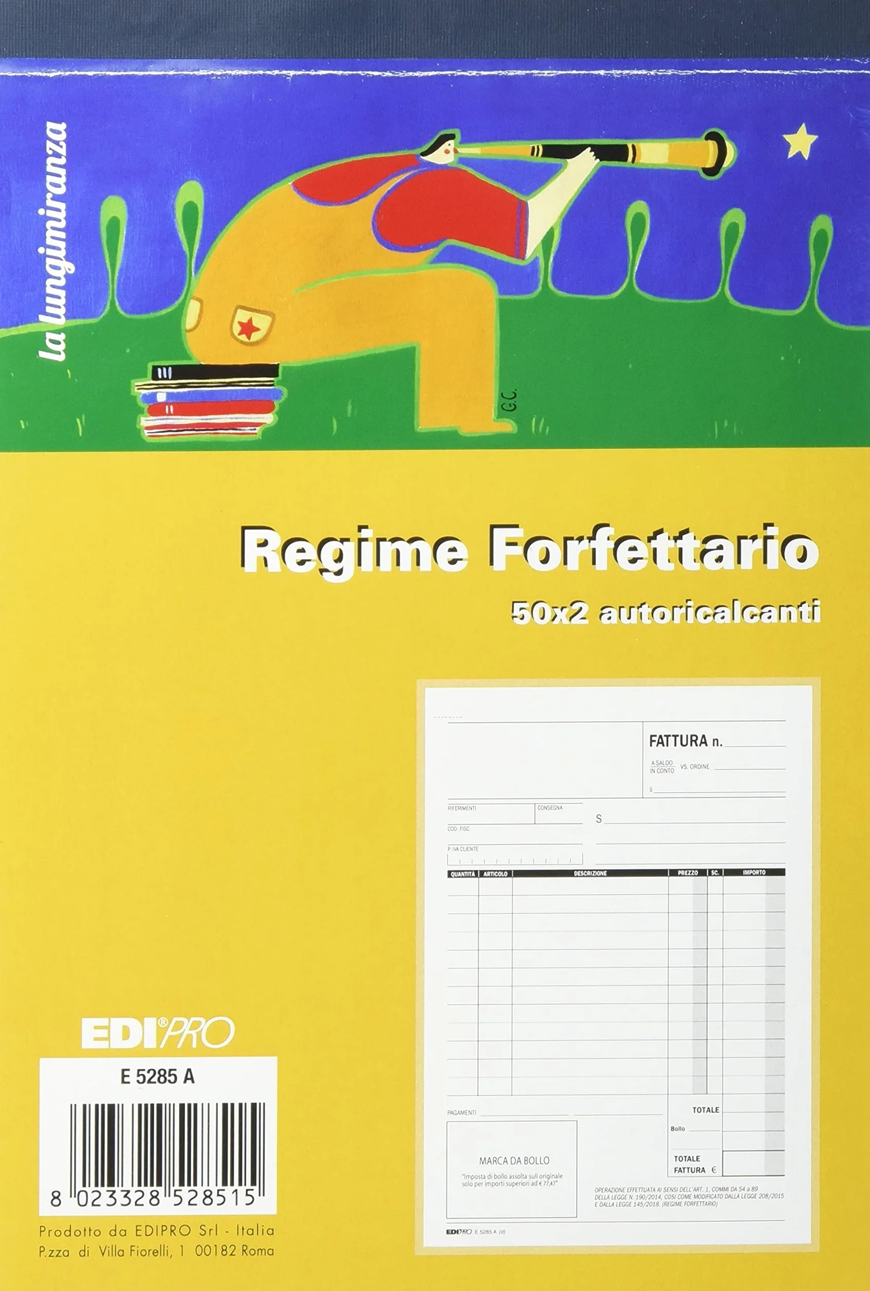 Blocco fattura regime di vantaggio e forfettari 50x2 autoricalcante 22x14,8