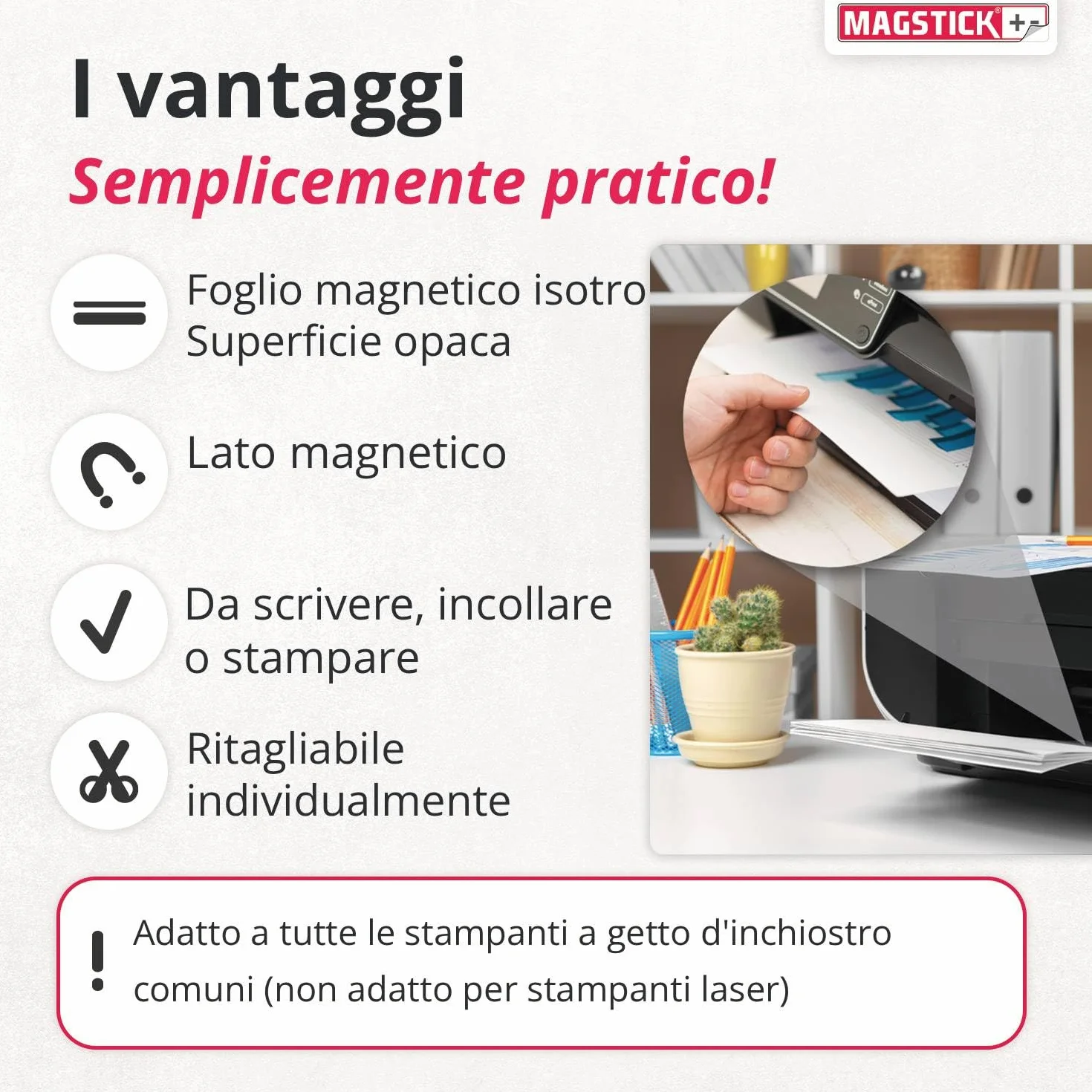 Set 10 carte magnetiche bianco DIN A4 retro magnetico stampabile getto d'inchiostro mag220