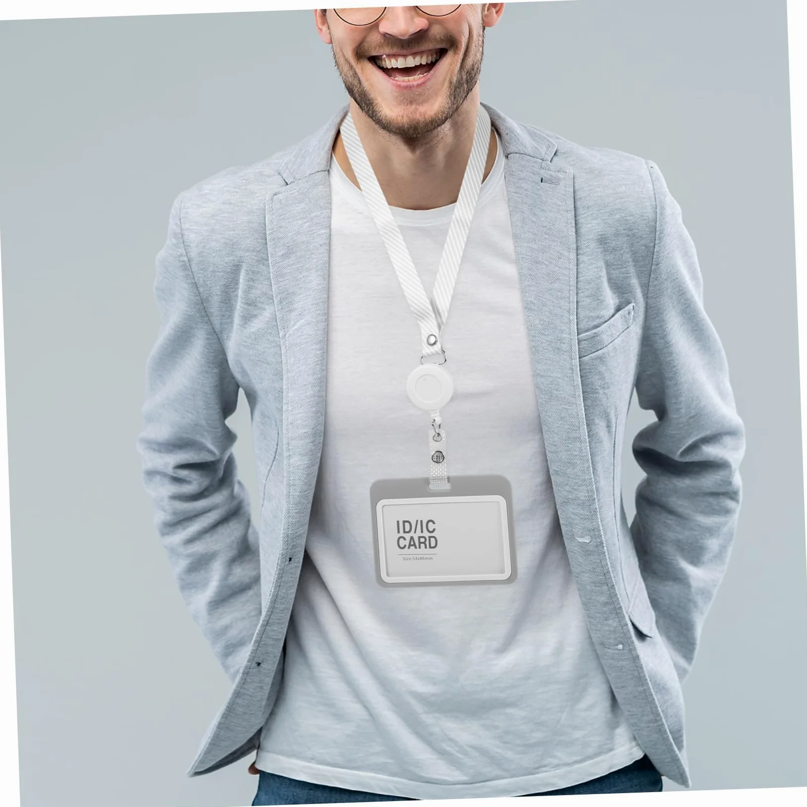 HOMSFOU Set 10 Porta Badge Trasparente in Plastico Leggero con Cordino da Collo Estensibile Proteggi Tessere per Insegnanti e Infermieri