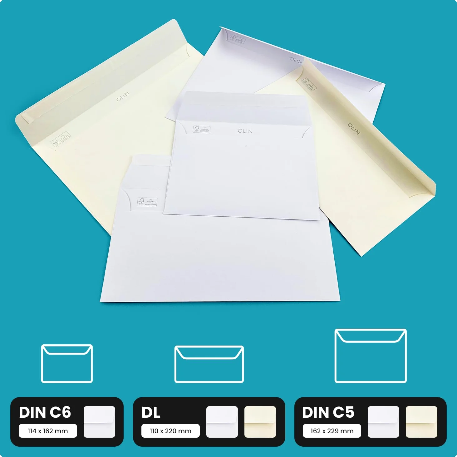 Netuno 500 buste lettere crema formato C5 162 x 229 mm 120g Olin Cream buste da lettera grandi a5 buste ecologiche eleganti per inviti partecipazioni Natale Pasqua buste belle eco carta bianca