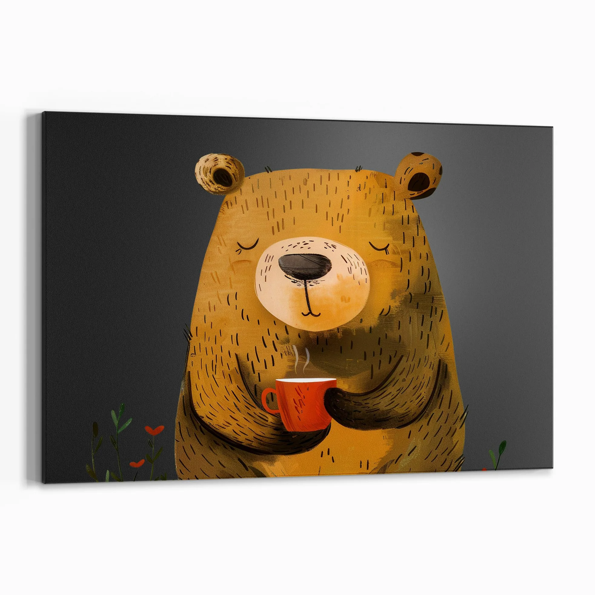 DEQORI Lavagna magnetica con stampa UV | motivo "pausa caffè orsacchiosa" | Design rettangolare 60 x 40 cm | Lavagna in metallo gesso scrivibile – Decorazione da parete per cucina, corridoio