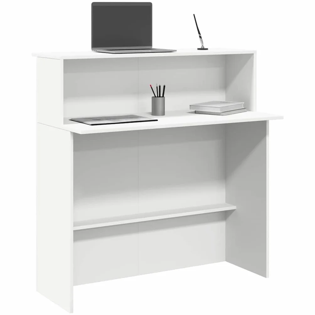vidaXL Scrivania per Reception Bianca 100x50x103,5 cm in Legno Massello