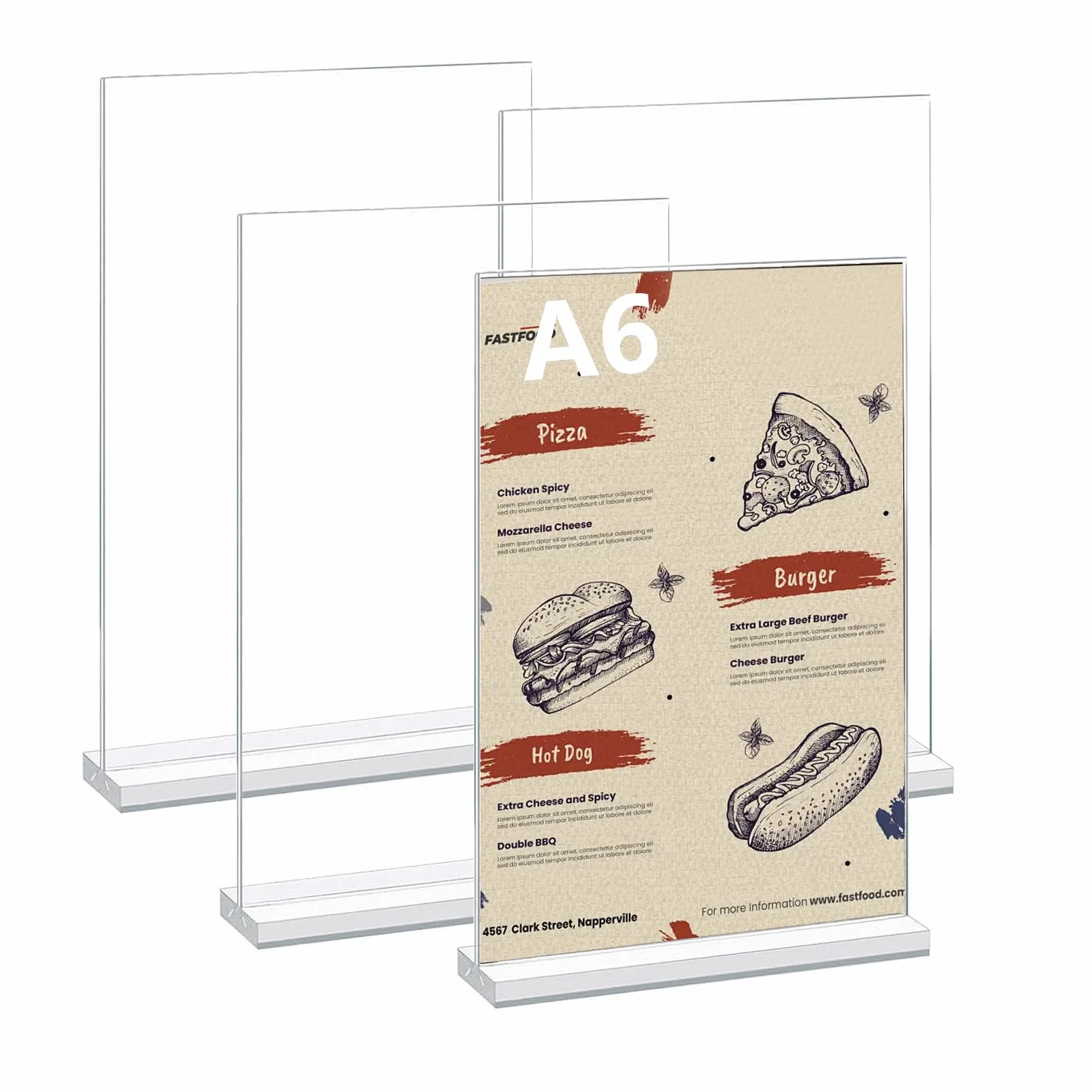Espositore da Tavolo in Acrilico A6, Porta Menu Trasparente per Ristoranti Ufficio Menu Foto