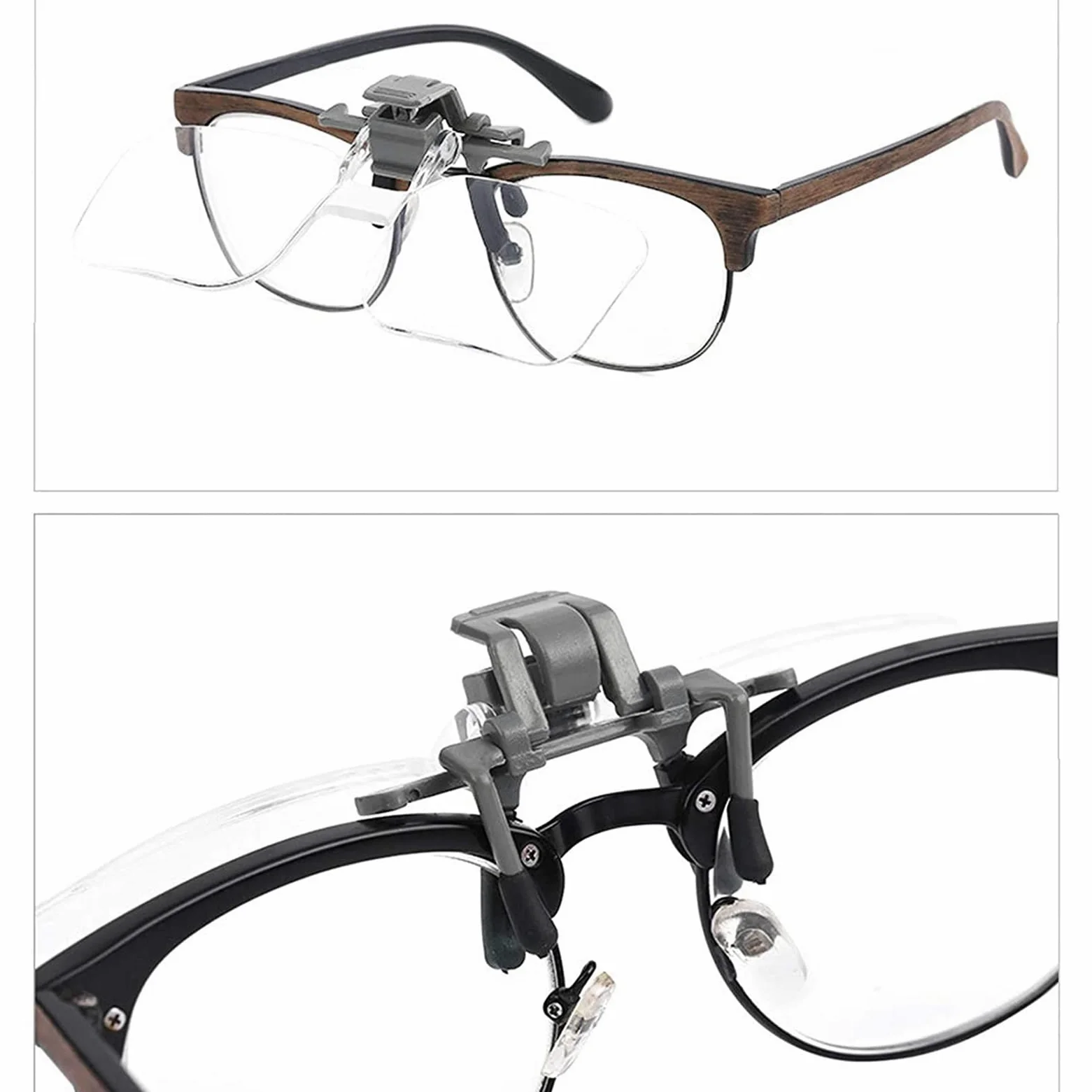 Occhiali da Lettura con Lente d'Ingrandimento 2X, con Clip e Lenti ribaltabili, Unisex.