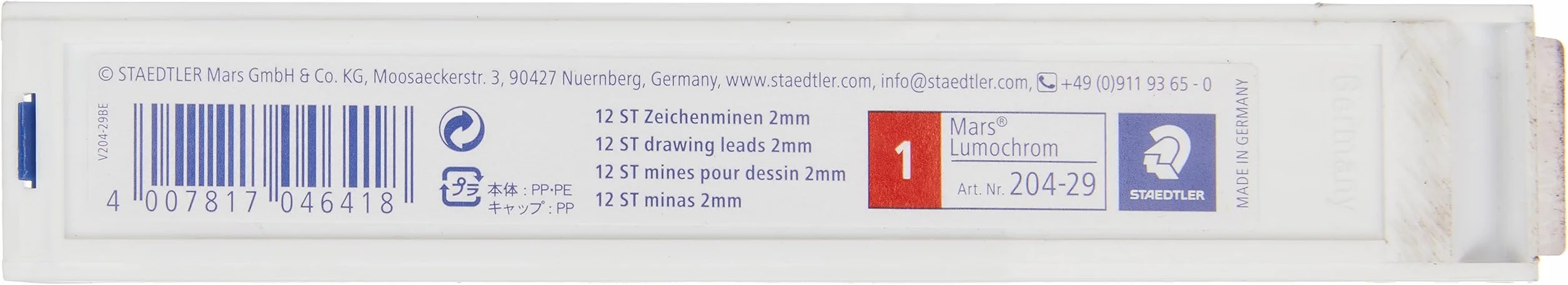 STAEDTLER Mars Lumochrom 204 12 mine da disegno 2 mm Cremisi