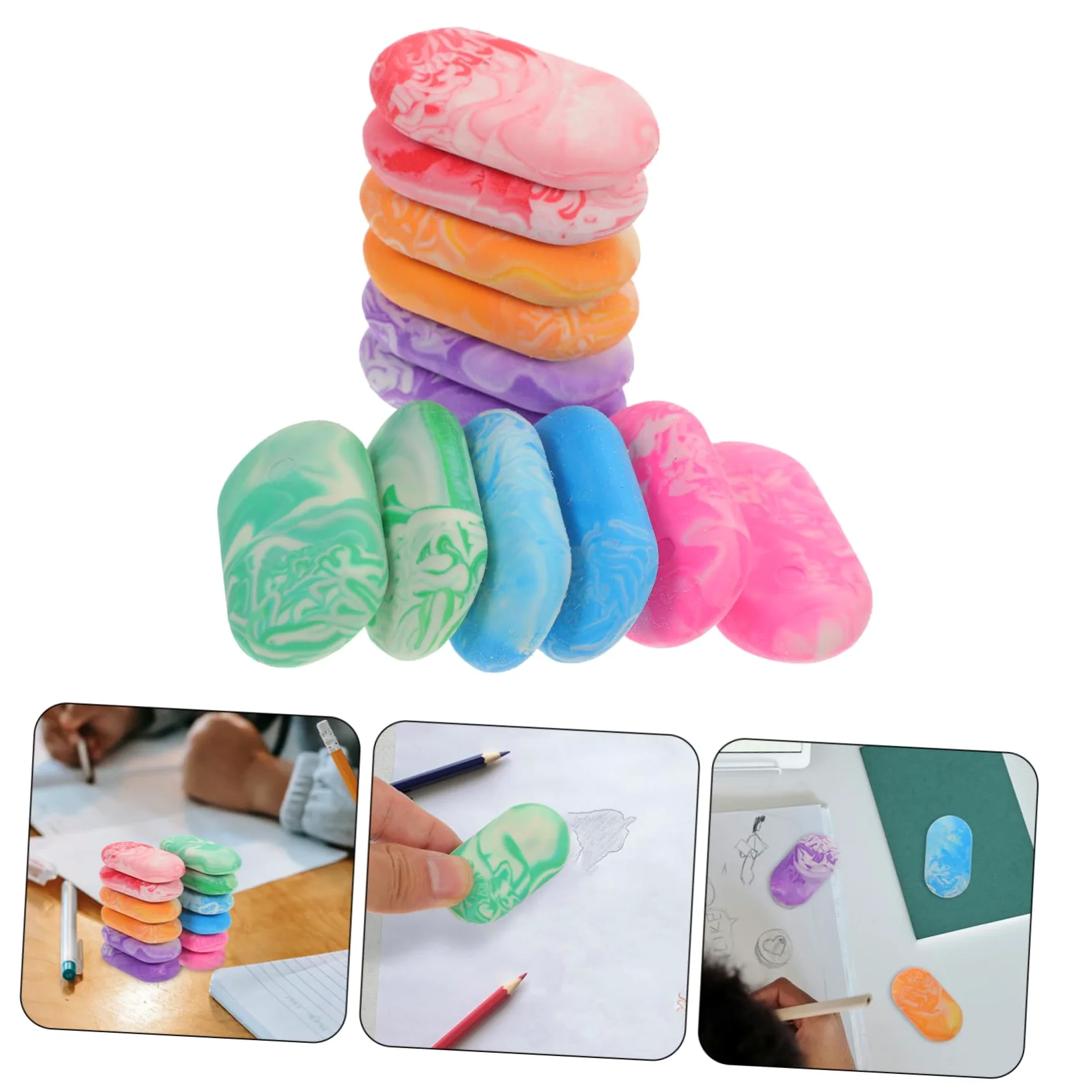 SHINEOFI 4 Set Creativi E Portatili Accessori Per Cancelleria Con Design Adorabile E Cancellazione 12 Pezzi*4