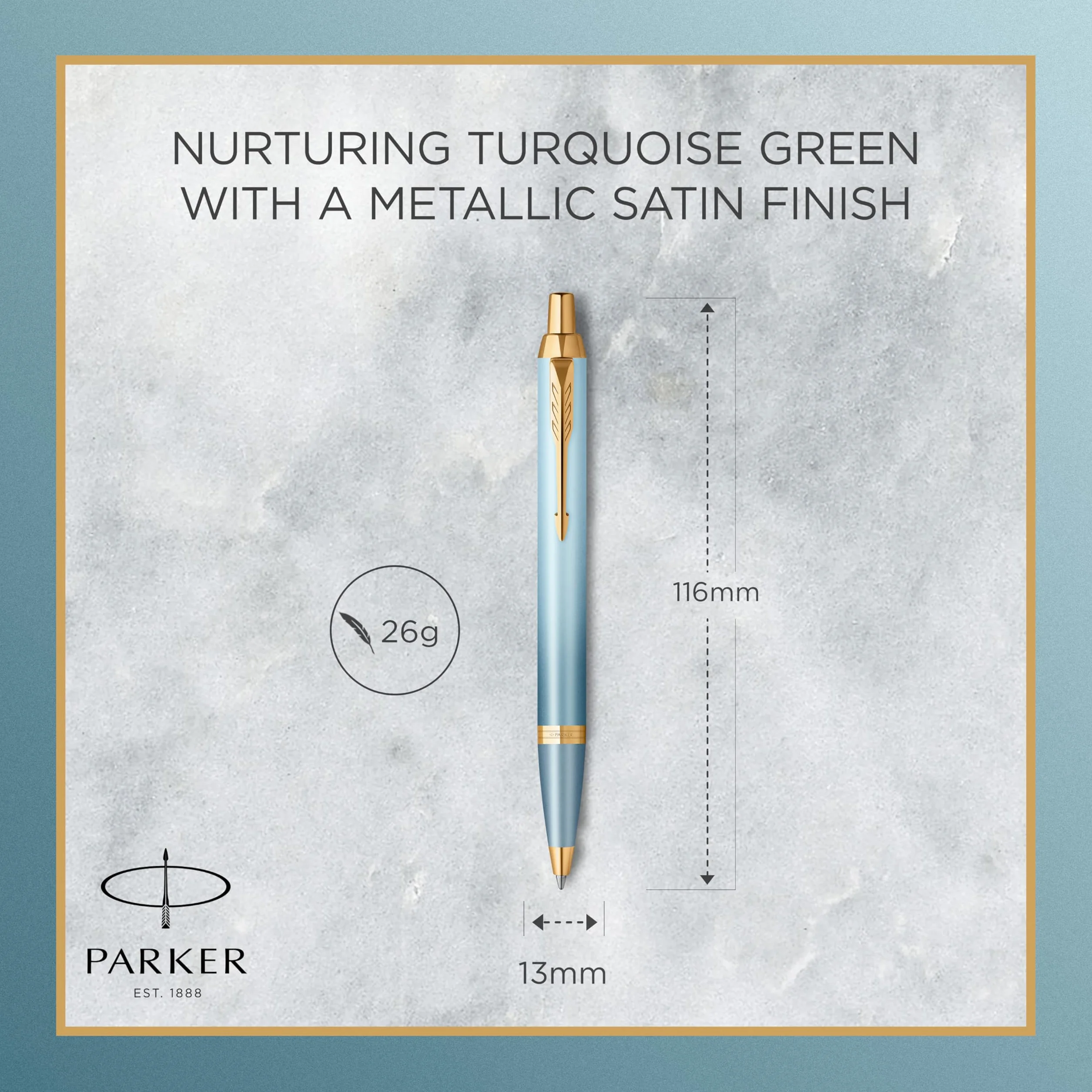 Parker IM Penna a Sfera Scrittura Rituals, Turchese-Verde Sfumatura, Punta Media, Inchiostro Blu, Confezione Regalo