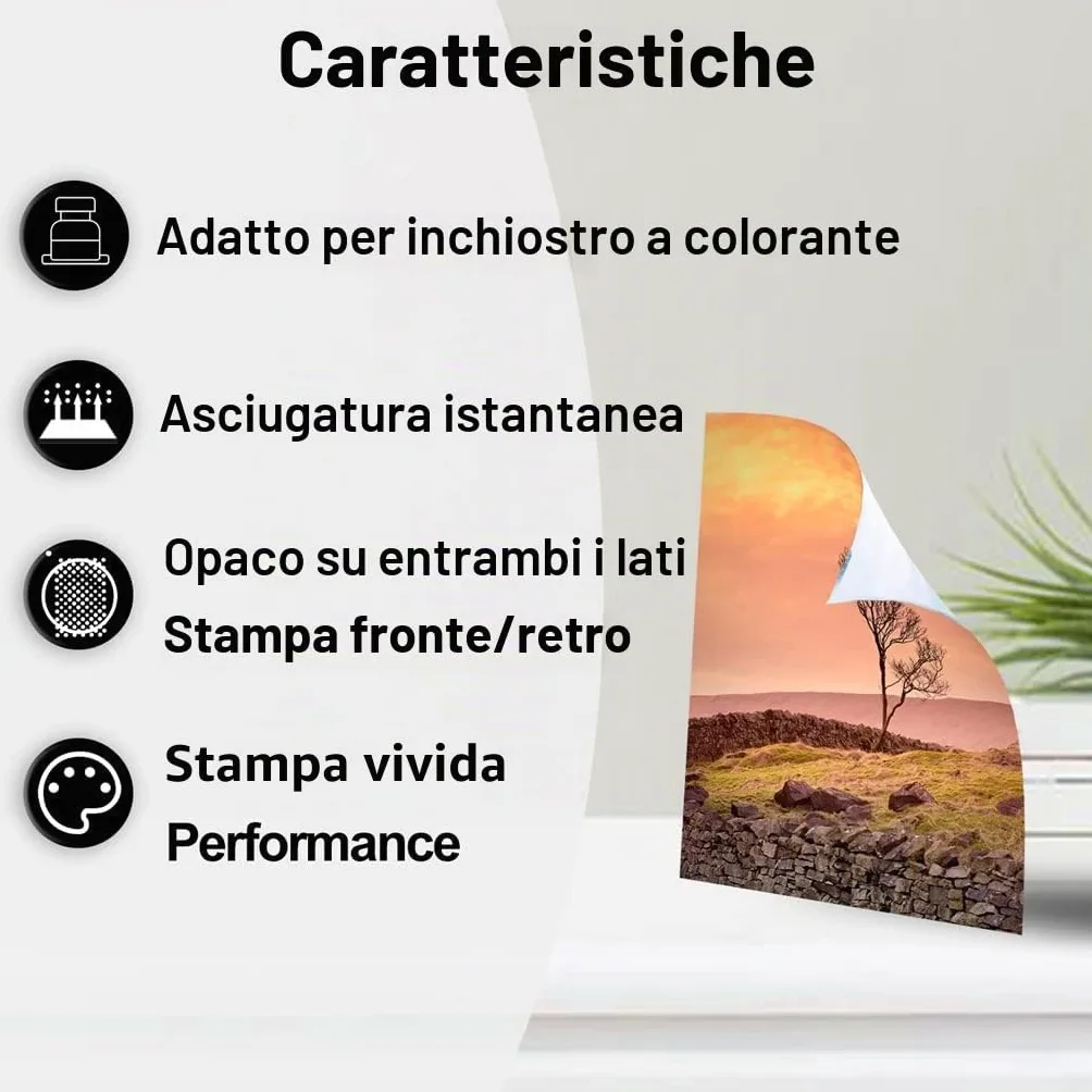 A4 da 300 g/m² Carta fotografica spessa e pesante opaca opaca su entrambi i lati – Carta per getto d'inchiostro stampabile per menu (A4 opaca 300 g/m² x 100 fogli)