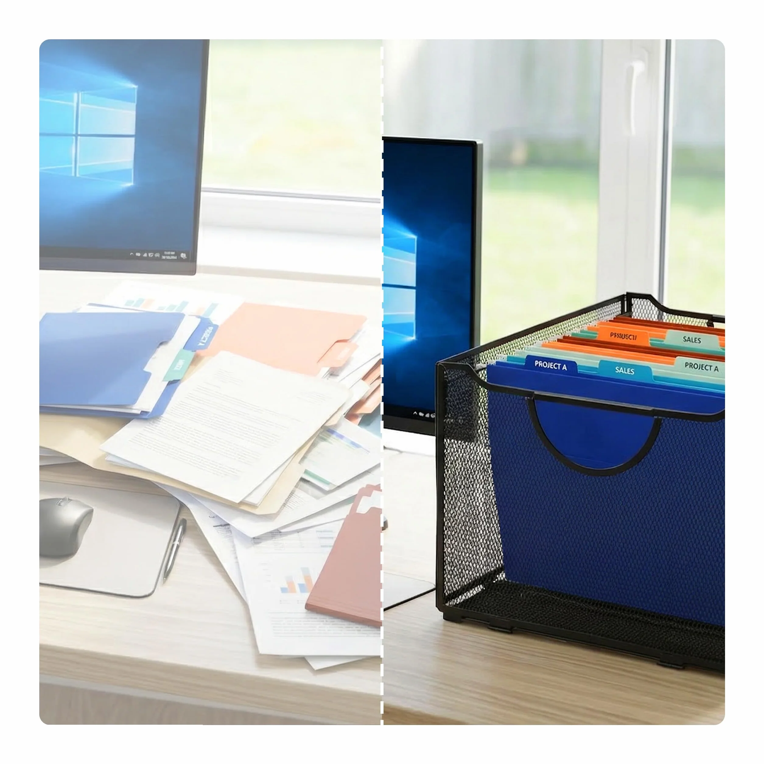 Relaxdays Scatola Portadocumenti per cartelle sospese, AxLxP: 26 x 39 x 34 cm, con Manici, Acciaio, impilabile, Nera
