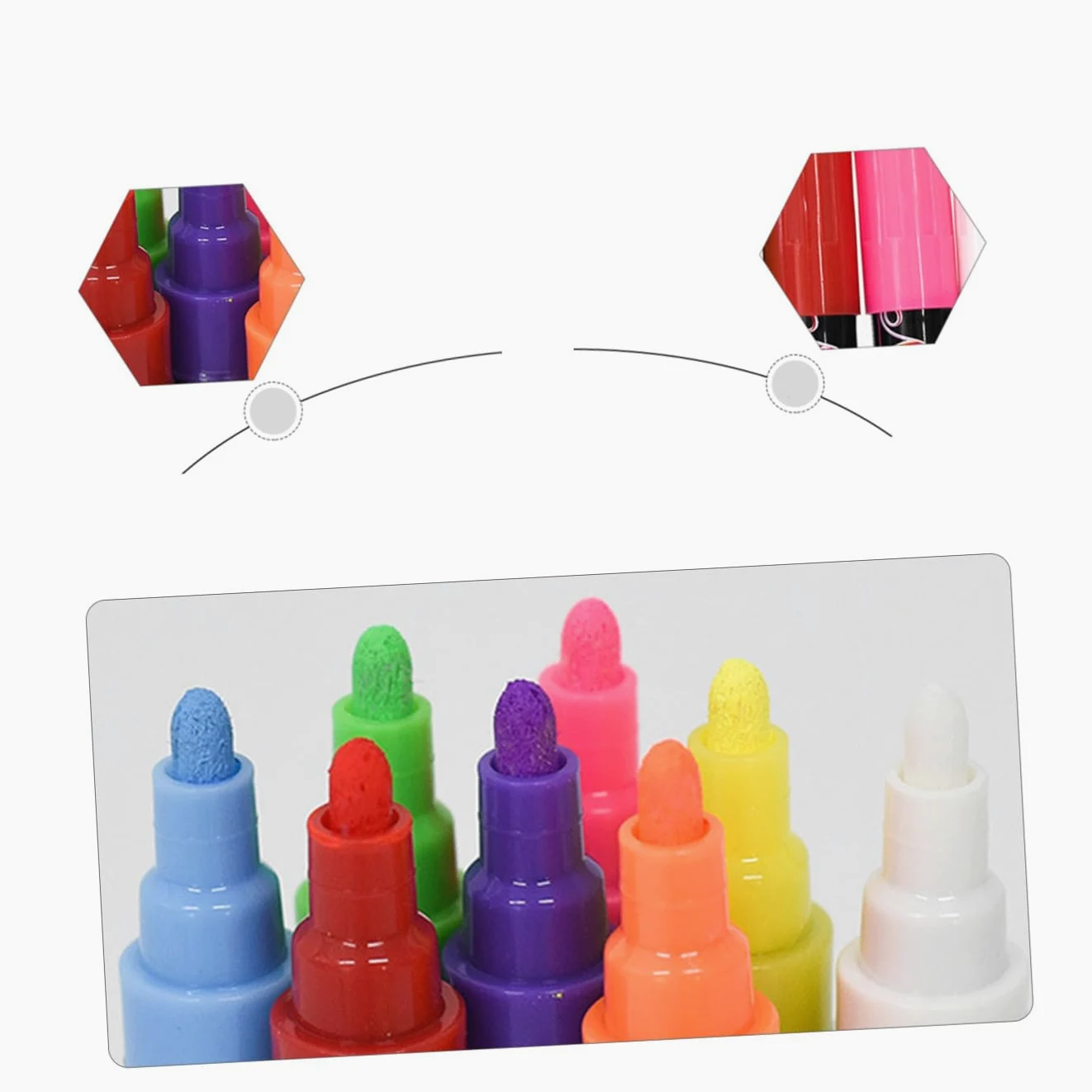 PLAFOPE Set di Pennarelli Fluorescenti Cancellabili 12 Pezzi per Lavagna | Corpo in Plastica Inchiostro Liquido, Punta Rotonda 6mm, Scrittura su Superficie Bianca