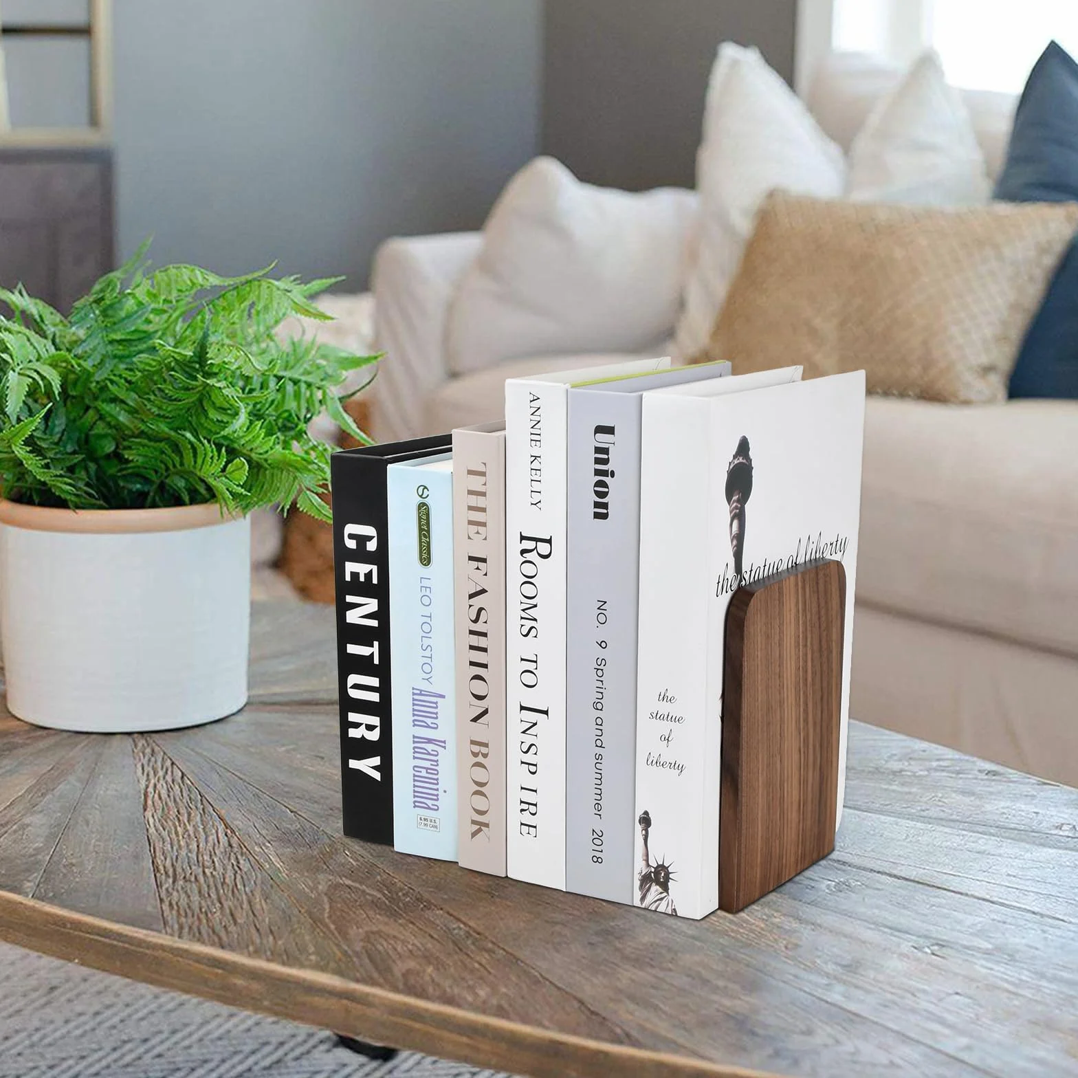 Fermalibri in Legno di Noce Nero 17x12cm, Organizer Portaoggetti per Casa e Ufficio, Supporto per Libri