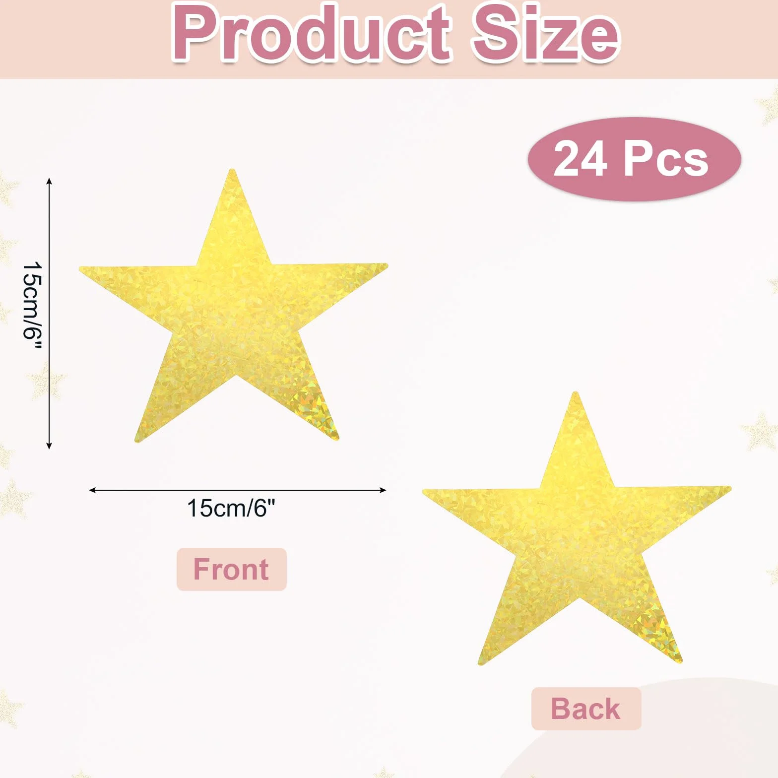 QUARKZMAN Doppia Stampa Stelle Di Carta Confetti 24Pz 6" Laser Oro Decorazioni Per Bacheca