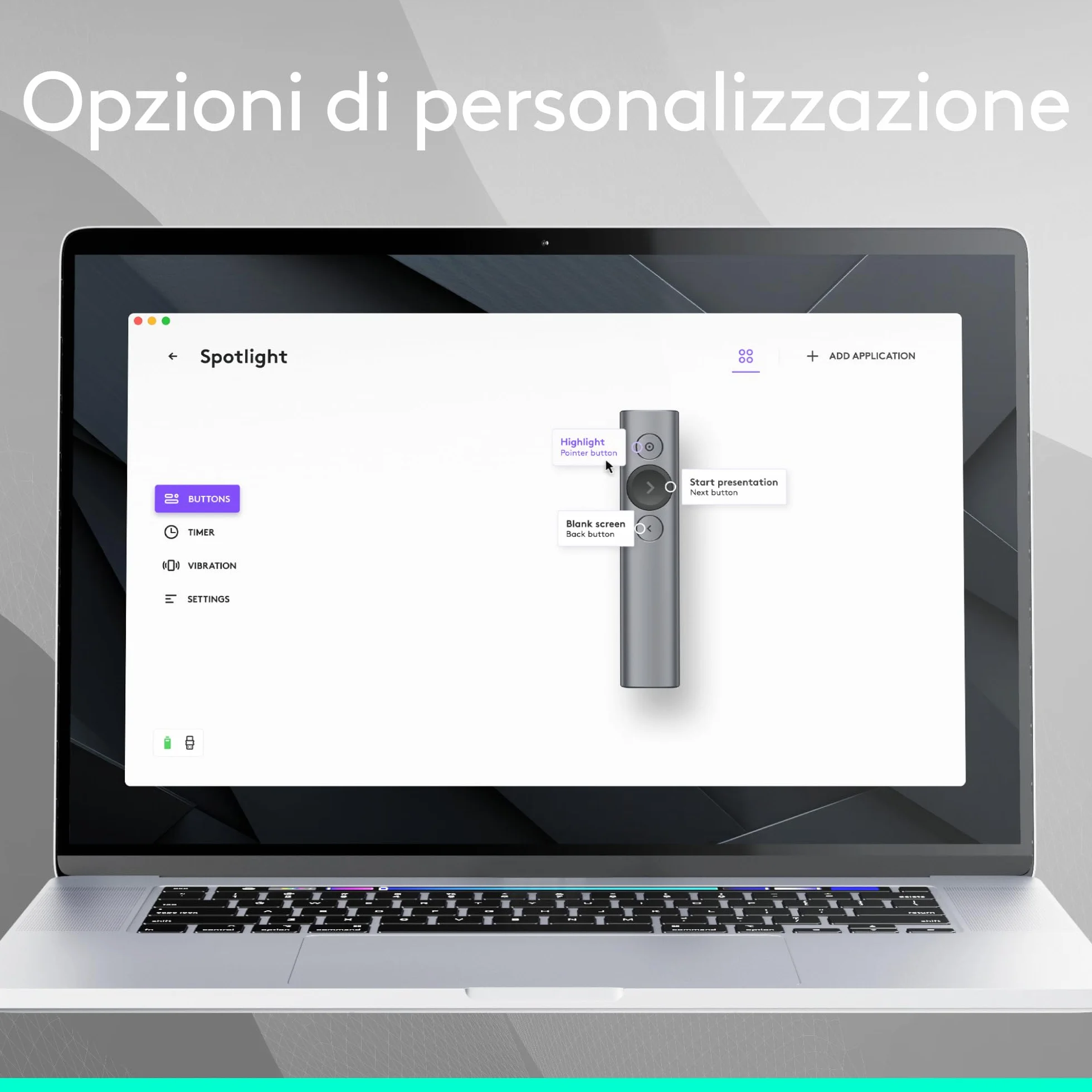 Logitech Spotlight Presenter, Puntatore Laser per Presentazioni Wireless, 2,4 GHz e Bluetooth, ‎Ricevitore USB, Puntatore Laser Digitale, Portata 30 Metri, Timer, PC/Mac/Android/iOS - ‎Grigio
