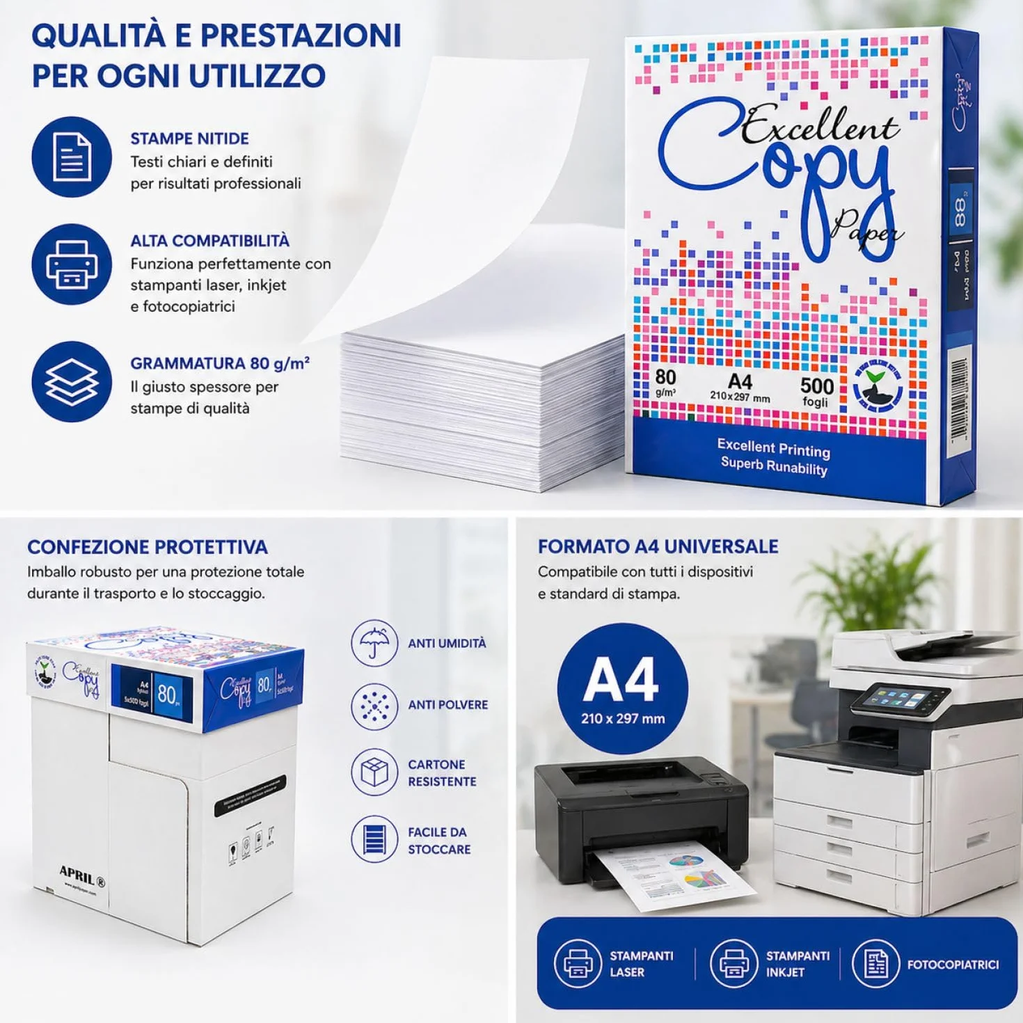 Risma Carta A4 2500 fogli 5 pacchi da 500 fogli