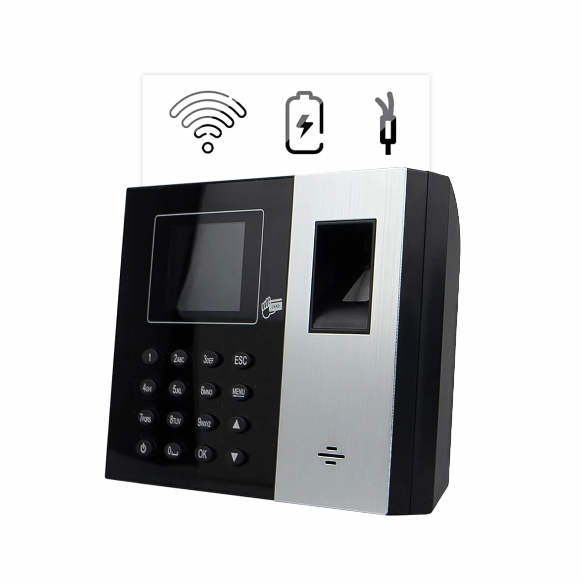 Macchina per la Rilevazione delle Presenze per Aziende fino a 1000 Dipendenti, Registratore di Presenze con Autorizzazione RFID Card/PIN/Impronta Digitale, HDWR TimeLok-300NWEPBI