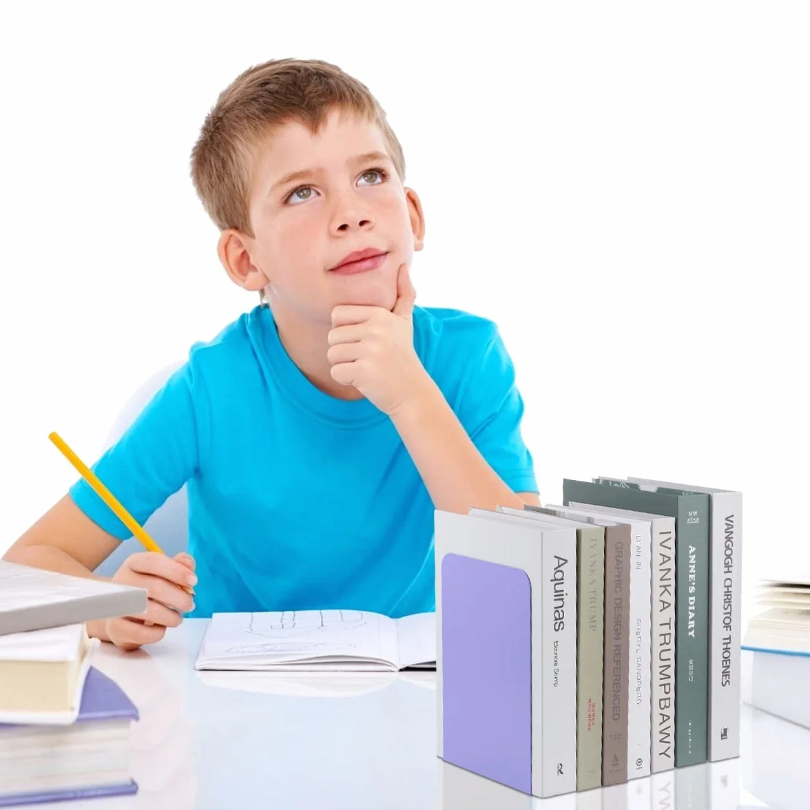 MSDADA Fermalibri per Mensole, Porta Libri da Scrivania, Viola