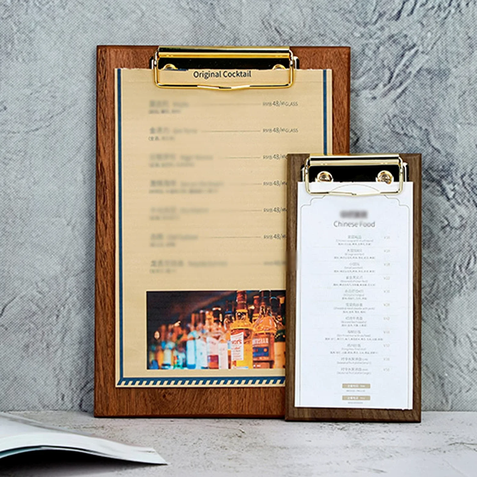 Portablocco Black Walnut Appunti File Organizzatore Cartella Binder Scrittura Cartella con Clip in Metallo Clip Menu Clip per casa, Ufficio, Ristorante Clipboard Portablocco (Size : Large)