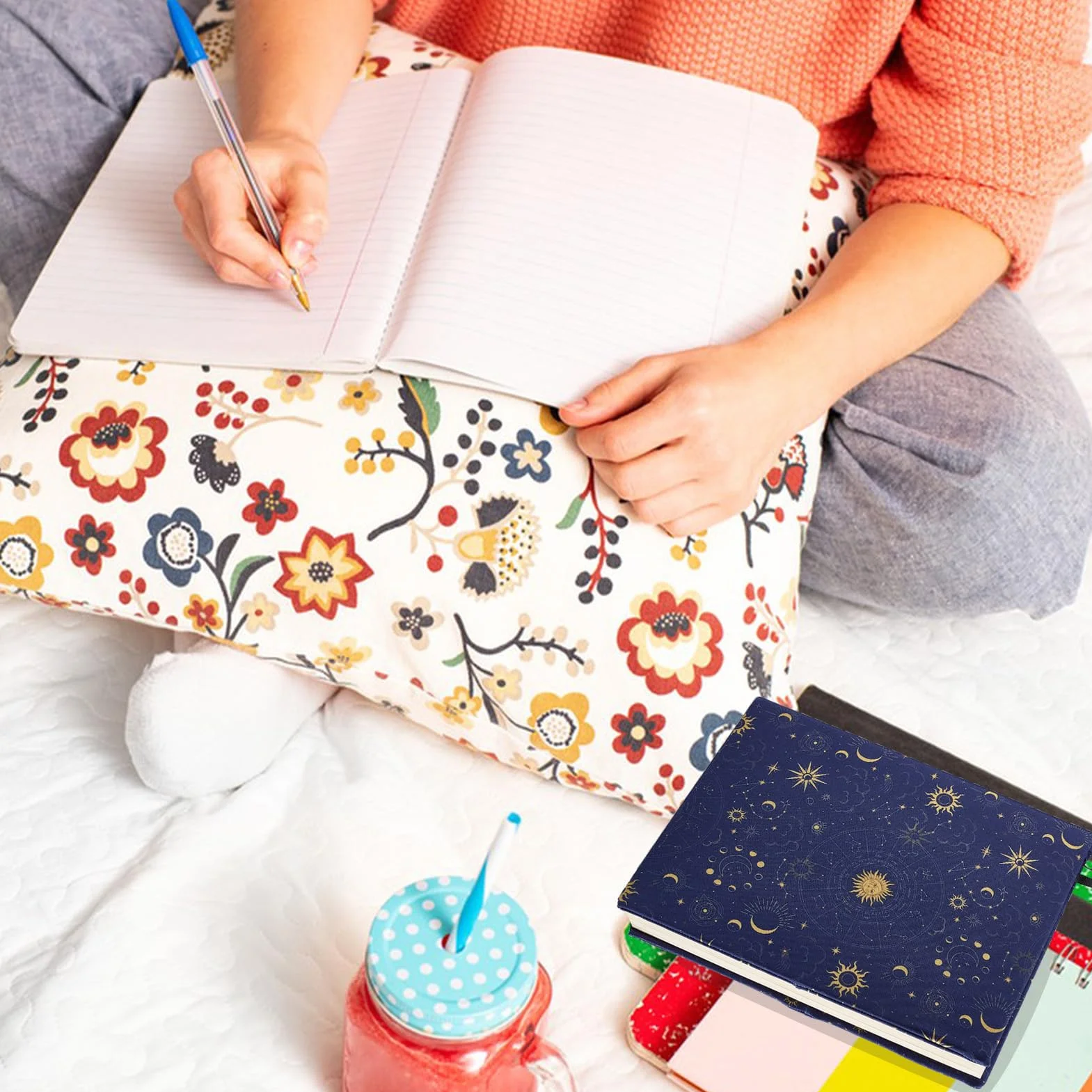 NICENEEDED Copertina Estensibile per Libri, Custodia per Libro Stella Luna Blu Navy