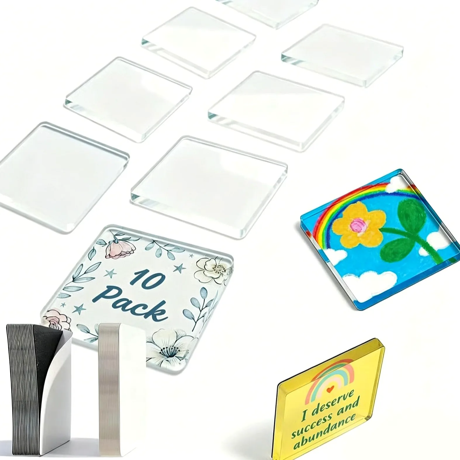 40 magneti in acrilico trasparente da 5,1 x 5,1 cm, fai da te, per decorare casa, cucina, aula e ufficio