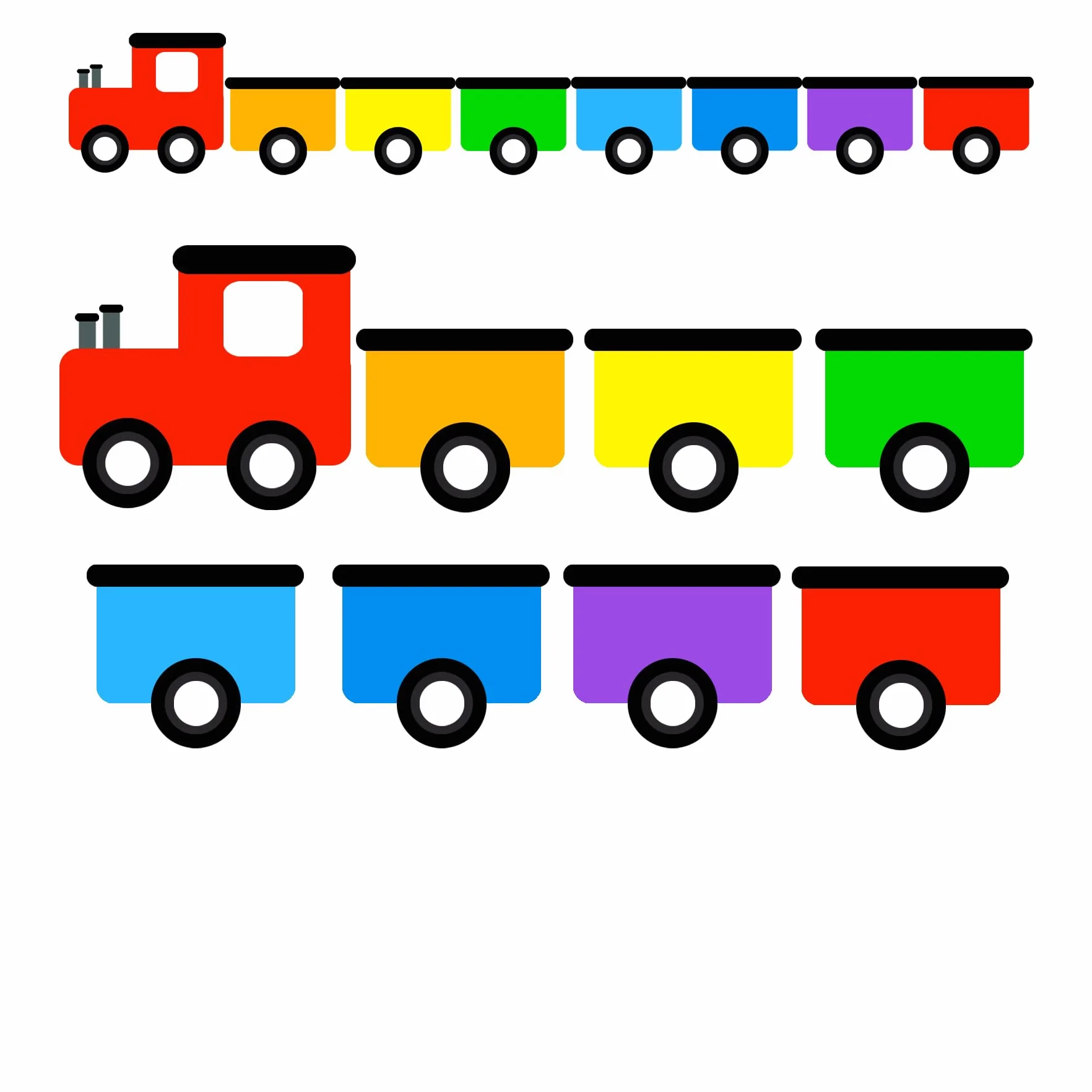 Ritagli per bacheche a forma di treno 10,2 cm colori assortiti
