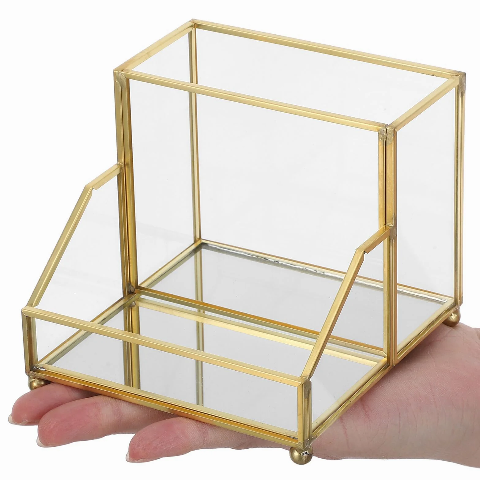 PLAFOPE Porta Biglietti da Visita Dorato con Elegante Organizer da Scrivania Multifunzione per Ufficio Supporto Compatto per Biglietti Standard Custodia Salvaspazio per Incontri e Riunioni