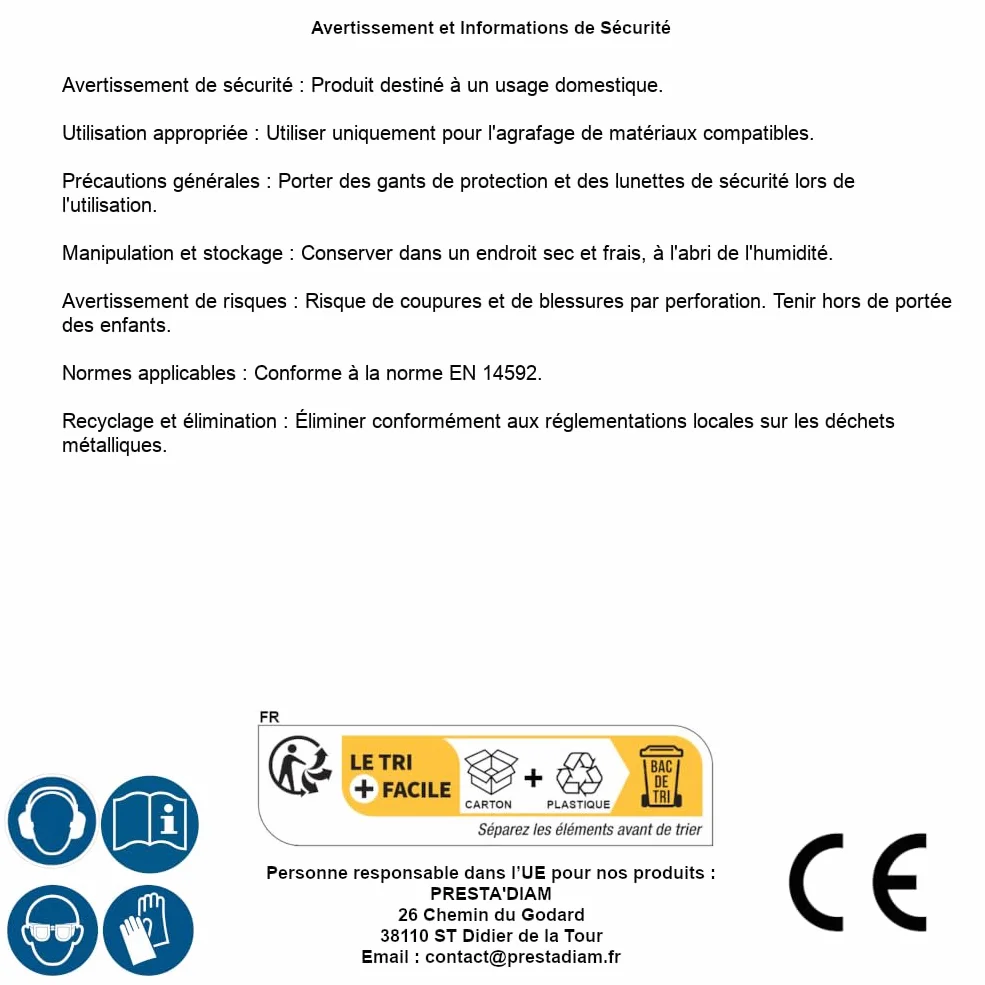 2 600 punti metallici Es-40, zincati, 5,9 x 40 x 0,9 x 1,2 mm, D-Work