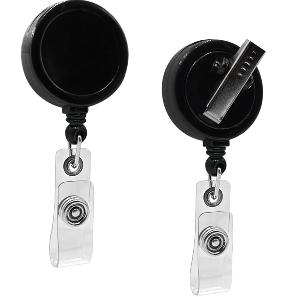 Premium Badges, confezione da 50 porta badge retrattili con clip a coccodrillo girevole, confezione da 6
