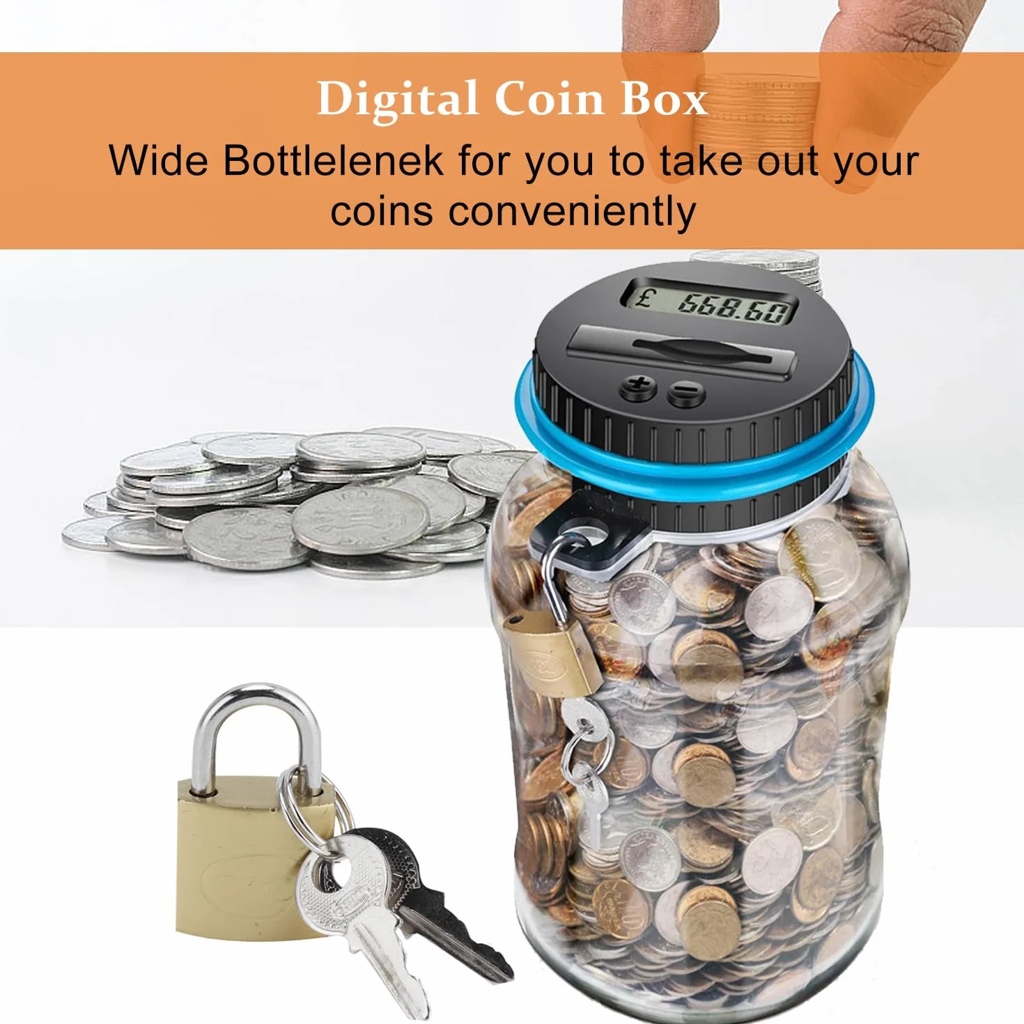 Salvadanaio Digitale,1.8L Portamonete Elettronico Digitale con Schermo LCD Contatore, Salvadanaio Scatola Contamonete Euro Miglior Regalo