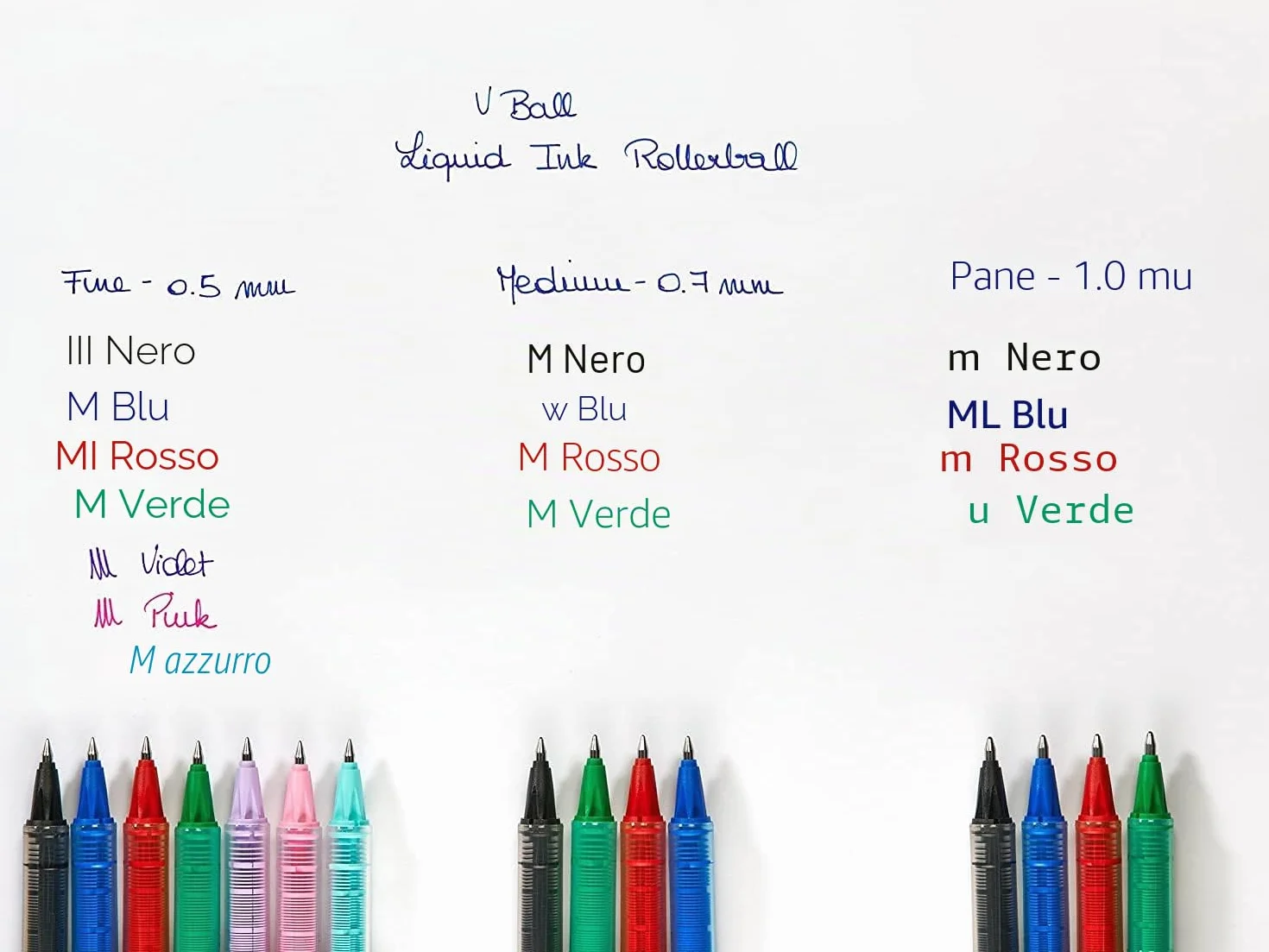 Set di 4 Penne Roller PILOT V-Ball 05, Punta Conica Fine, Inchiostro Liquido, Asciugatura Rapida, Nero