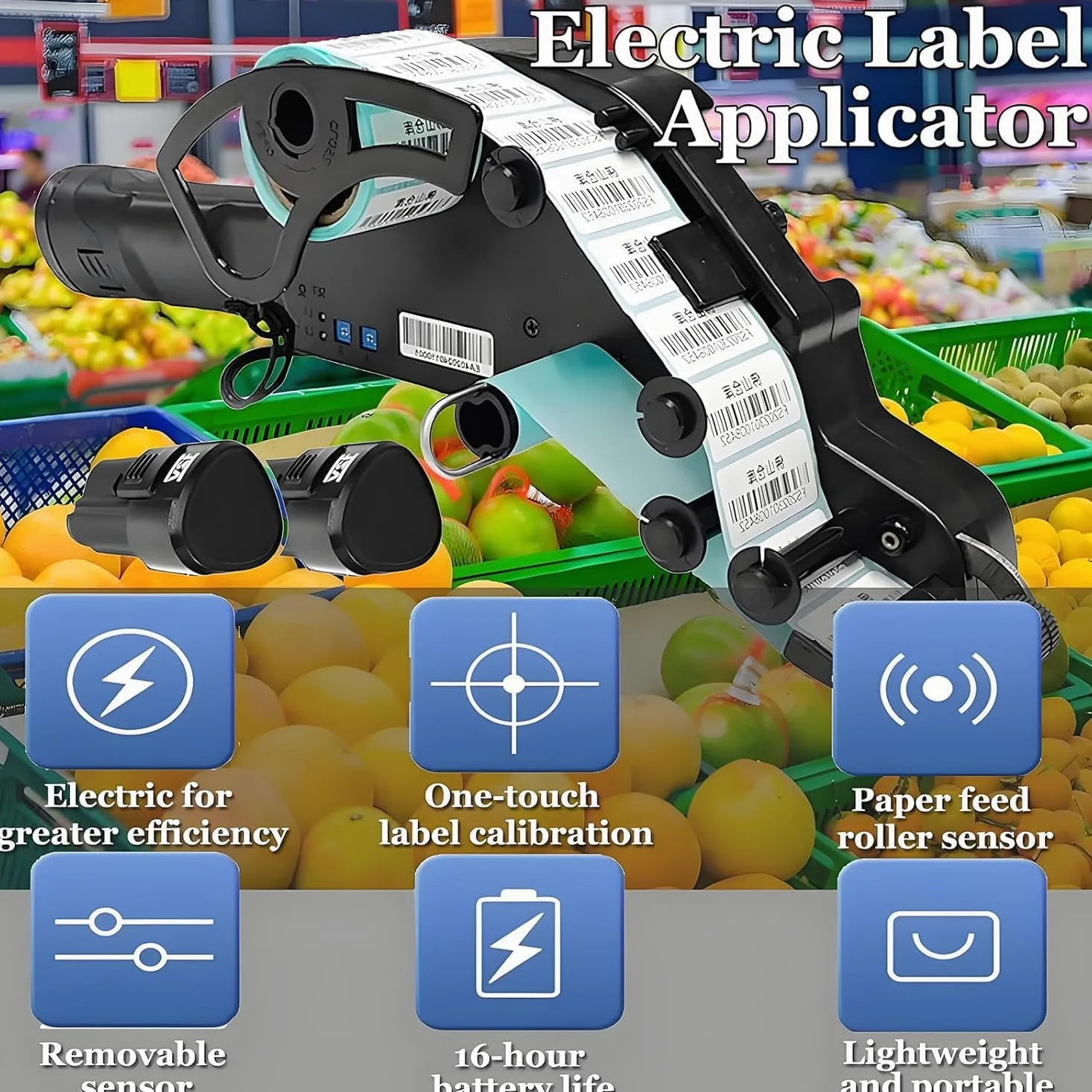 Etichettatrice Manuale, Macchina Elettrica Portatile per Lapplicazione di Codici A Barre su Bottiglie Piatte E Rotonde, Scatole E Frutta, con Batteria da 3500 mAh, Ideale per La 8cm