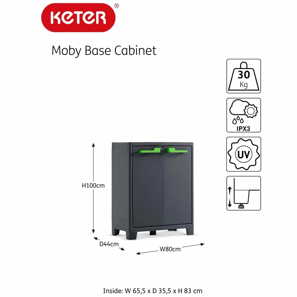Keter Armadio 2 ripiani 80x44x100 cm Moby Basso XL Antracite