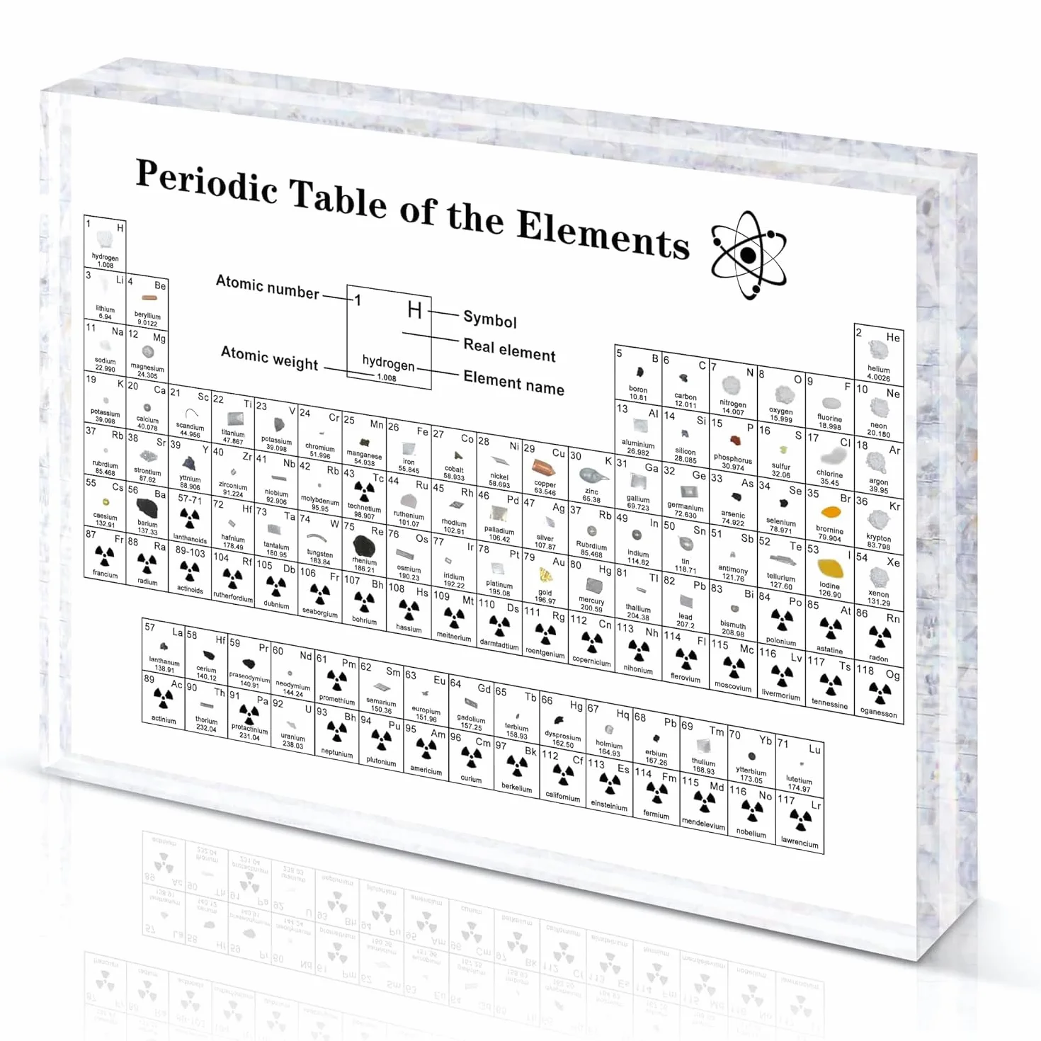 Giftota - Tavola Periodica degli Elementi in Acrilico (16 x 12 x 2,7 cm) - 83 Elementi - Regalo di Chimica per Studenti