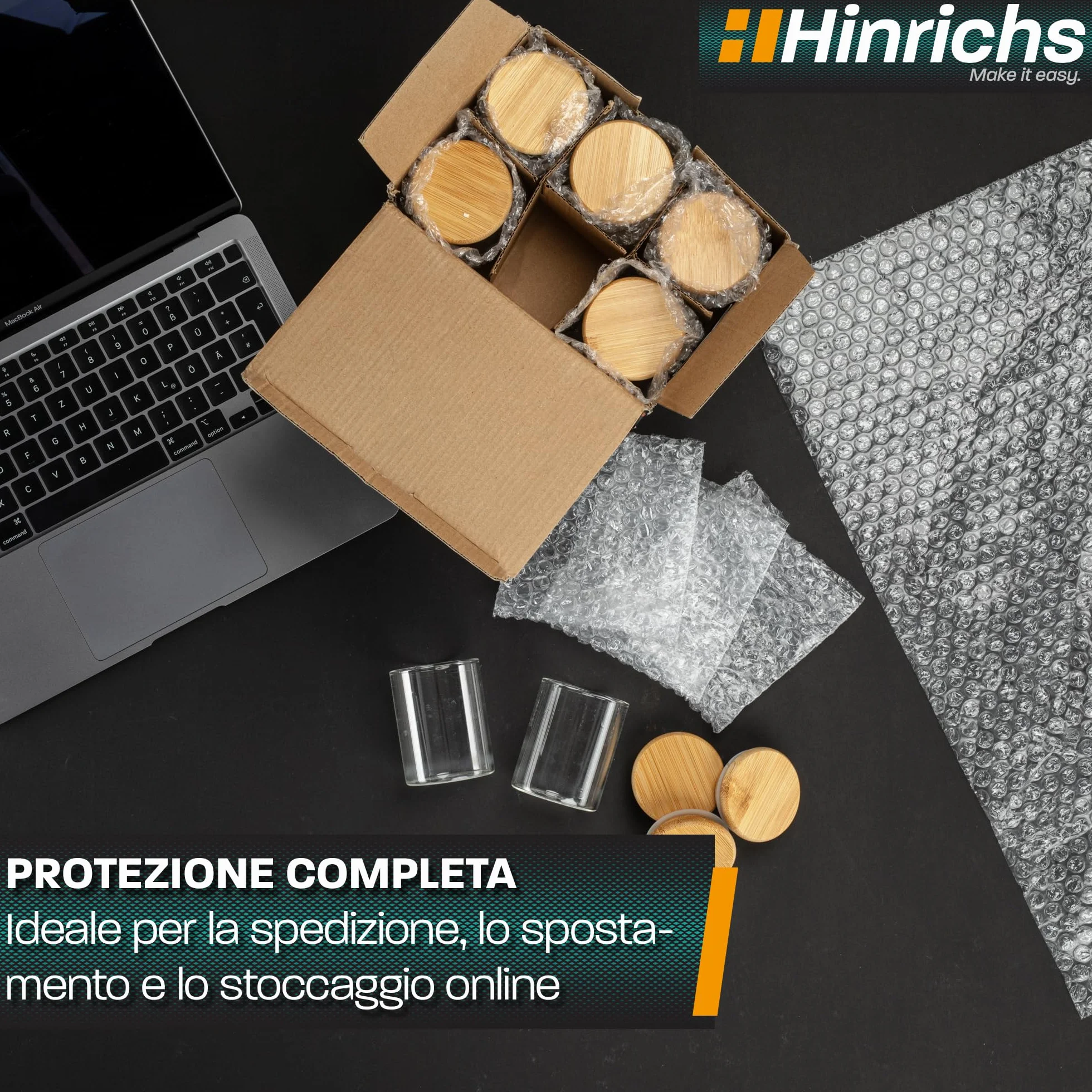 Hinrichs Rotolo Pluriball Imballaggio 10m Riciclabile Bolle Oggetti Fragili