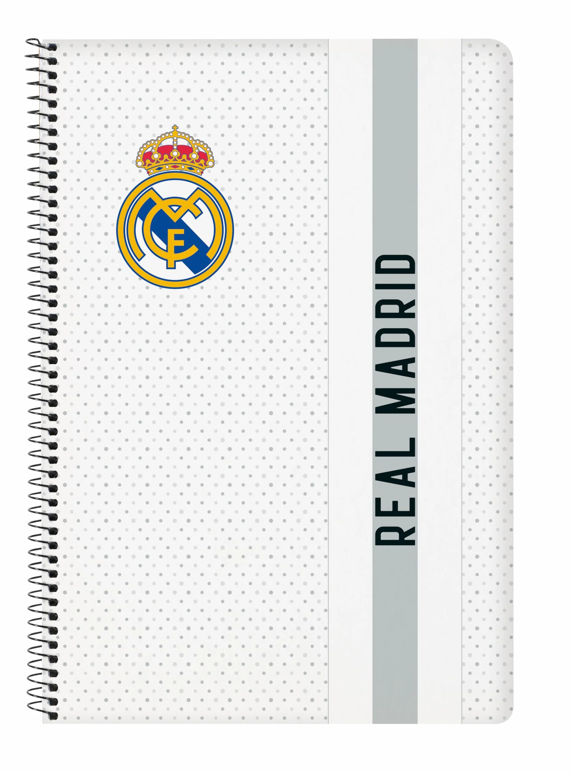 Safta Real Madrid 1ª squadra 24/25 Taccuino a libro 80 fogli copertina rigida 21,5 x 1 x 31 cm bianco/grigio