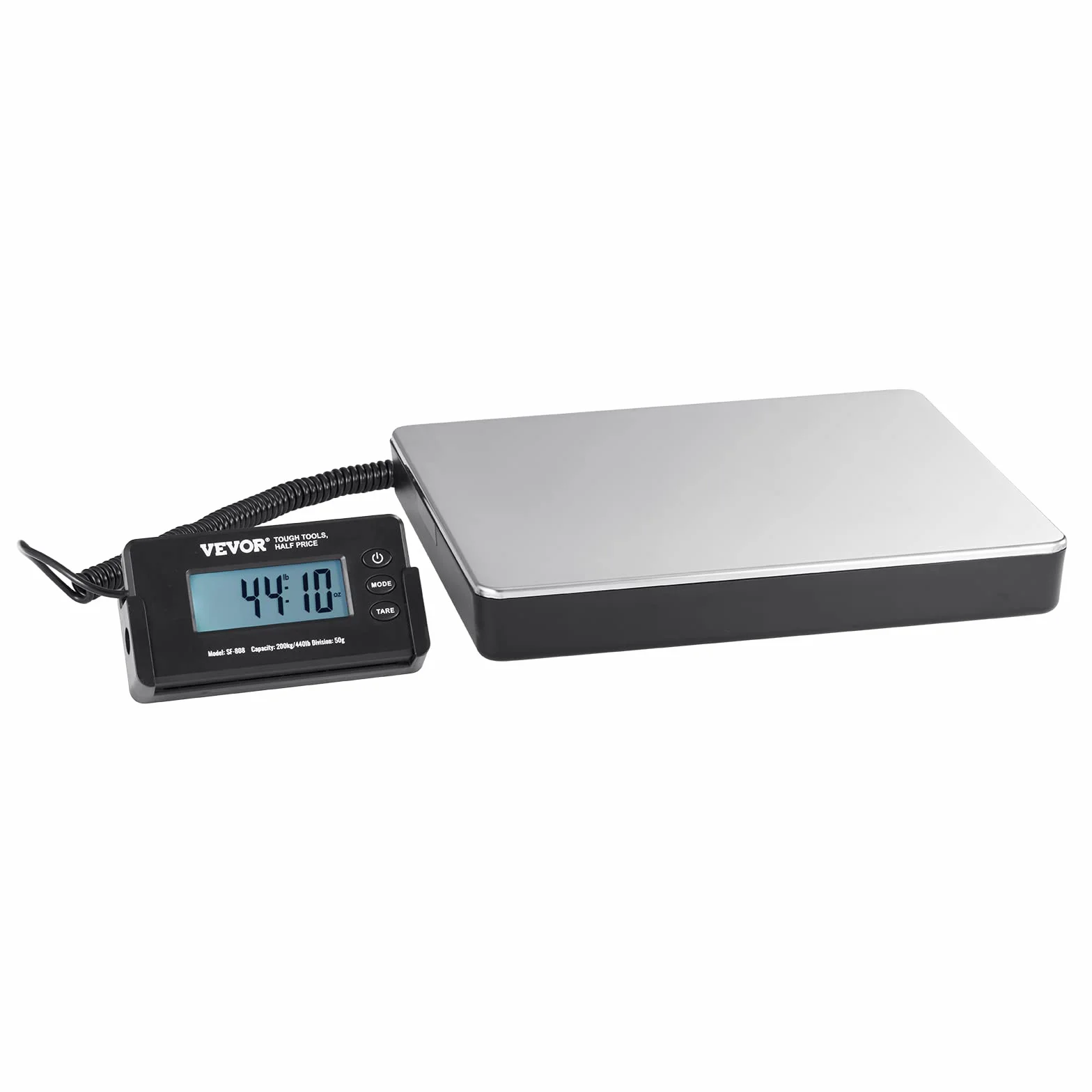 VEVOR Bilancia Digitale Pesa Pacchi Postali Commerciale ABS, 150 g-200 kg, 309 x 262 x 45 mm, Schermo LCD Tara