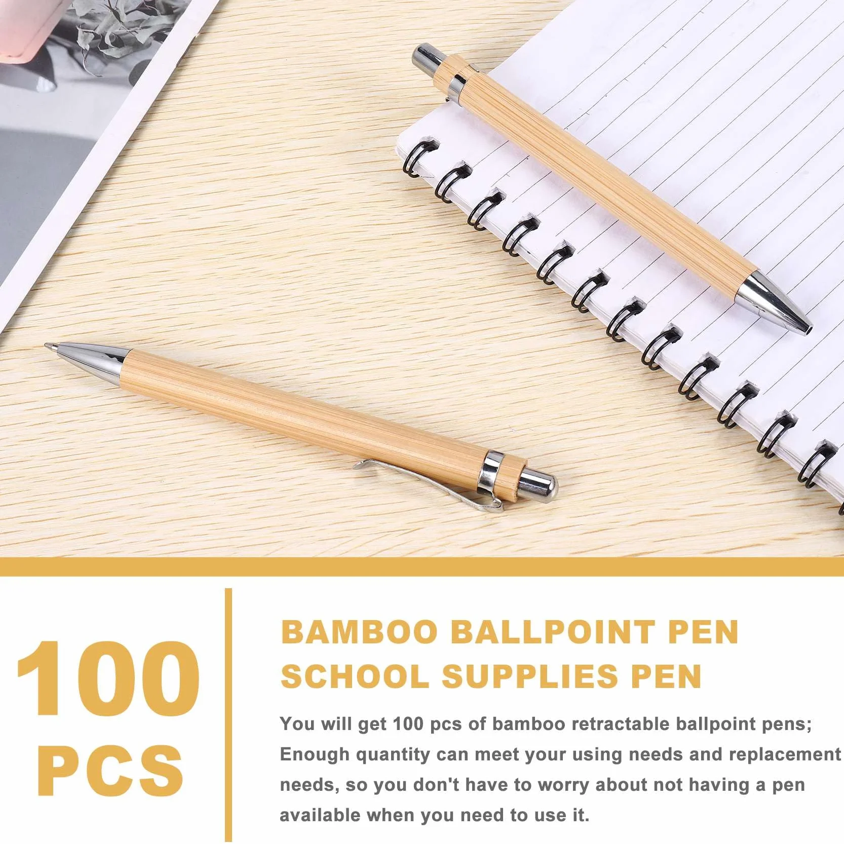 100 Pezzi/Los Bambù Penna Penna Penna Ufficio & Scuola Necessità Penne & Accessori Scrittura Regali Blu Inchiostro
