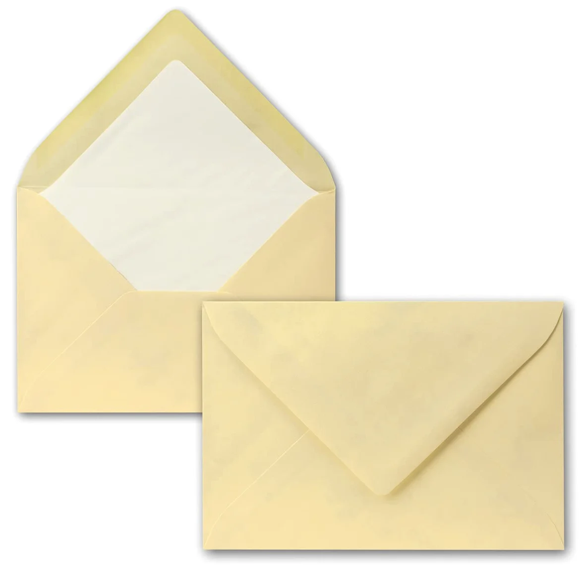 300 buste per lettere, color crema marmorizzata con fodera in seta DIN C6, 11,4 x 16,2 cm, con incollaggio a umido, bianco, 100 grammi al m², classica patta a punta