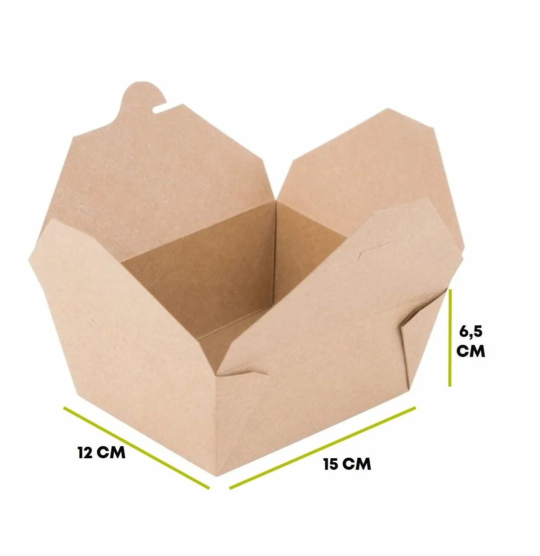 Generico Contenitore per Alimenti Kraft 155x120x65mm 50pz Monoporzione Antigrasso Biodegradabile Take Away