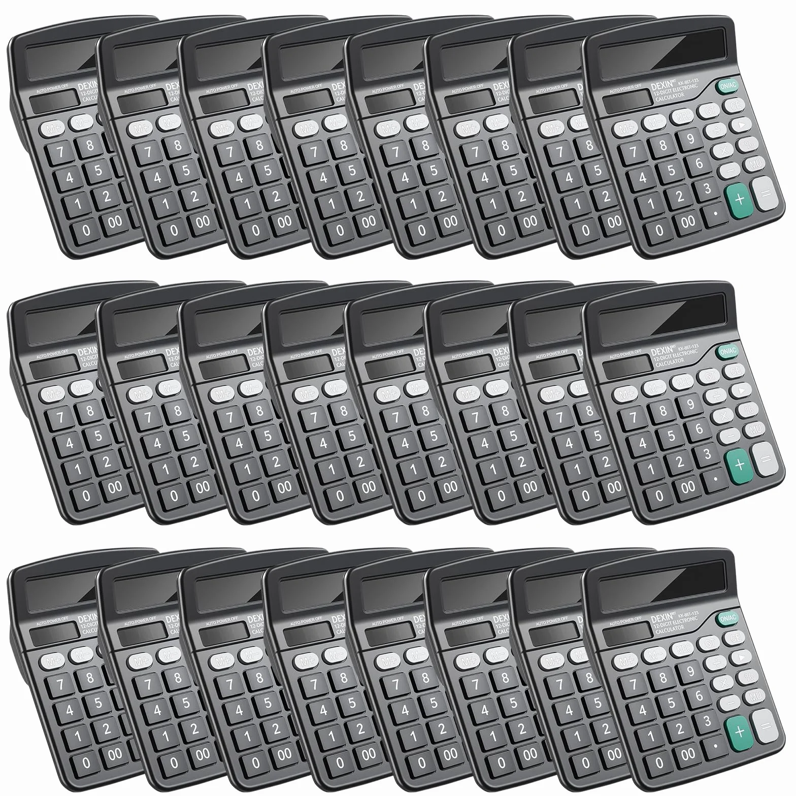 Confezione da 24 calcolatrici da tavolo a 12 cifre con ampio display LCD e pulsanti sensibili, doppia alimentazione solare e a batteria, perfetta per ufficio, scuola, casa (nero)