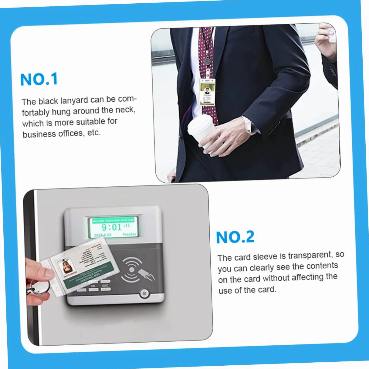 NUOBESTY 3sets Portabadge Con Cordino Retrattile Da Pz Porta Tessere Id Con Finestra Trasparente Compatibile Con Carte Di Identità Lavoro Studenti e Pass Hotel
