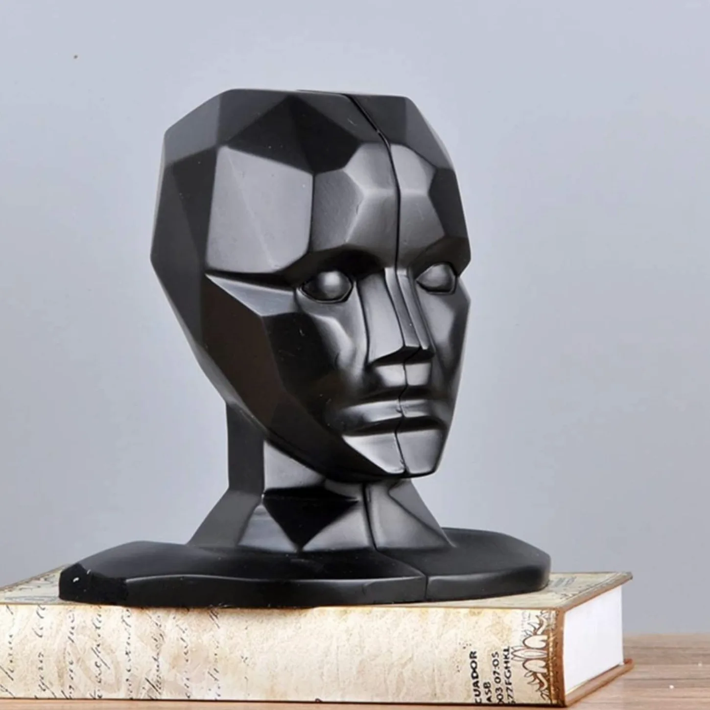 Reggi Libri, Fermalibri Reggilibri A Testa Umana Astratta In Resina Per Impieghi Gravosi Portalibri Per Scaffali Moderni Ufficio Casa Scrivania(Gold)