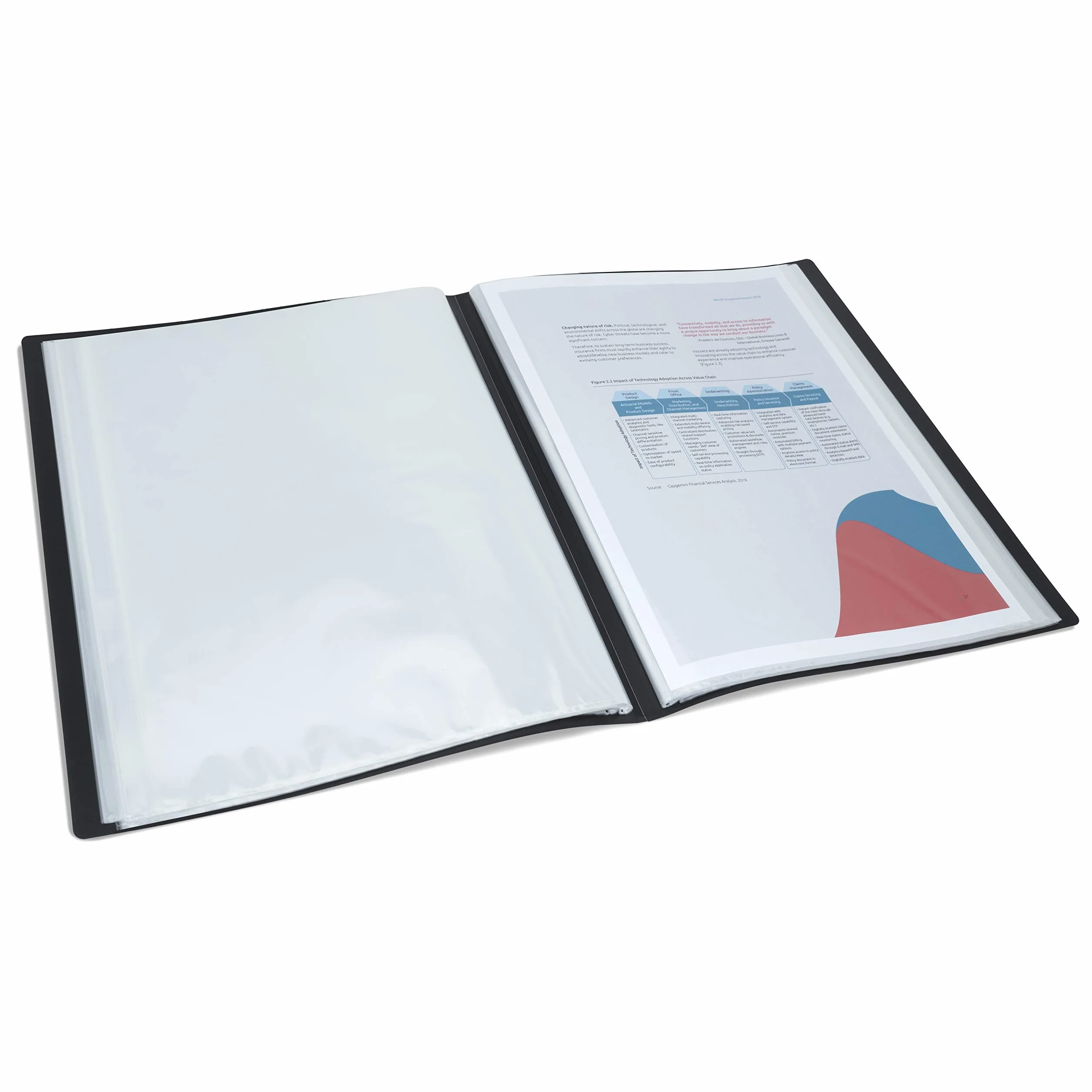 Rapesco Portalistino Cartella Presentazione A4 Antibatterica 100 Tasche Nero 2 Pezzi