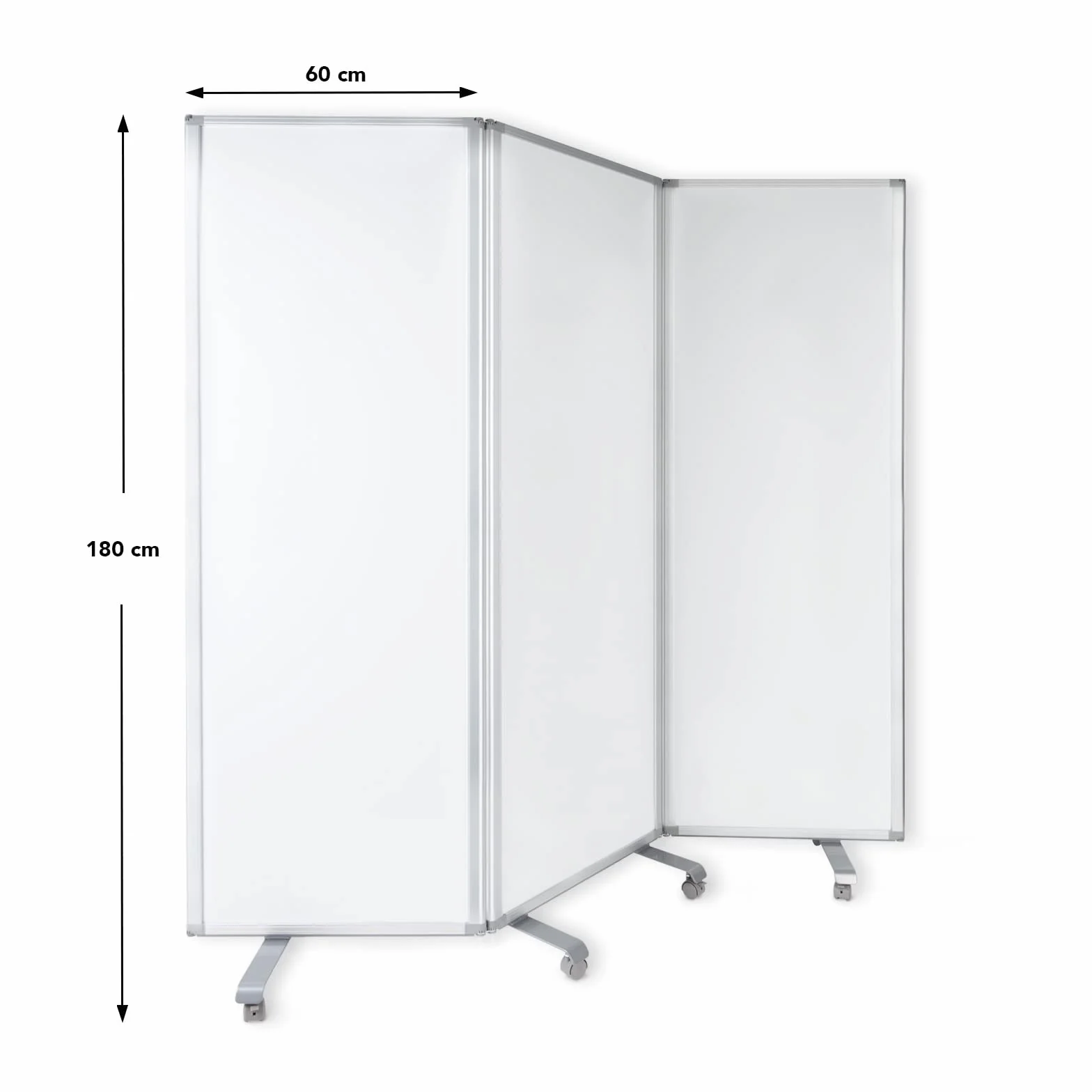 MOB - Parete divisoria mobile, lavagna bianca, magnetica e pieghevole, divisoria divisoria, bacheca con ruote bloccabili, utilizzabile su entrambi i lati (180 x 180 cm)