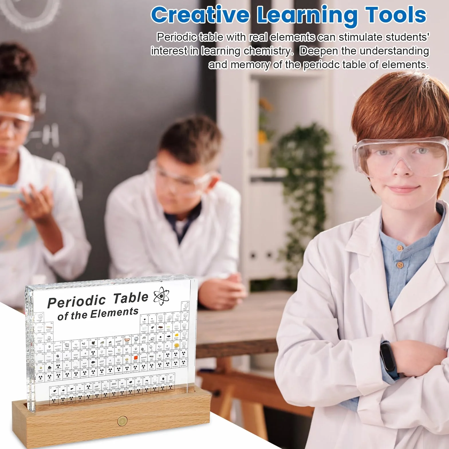 Grande tavola periodica con elementi reali, tavola periodica in acrilico di 83 elementi, campioni tavola periodica regalo per studenti, insegnanti, bambini, studenti, decorazioni artigianali