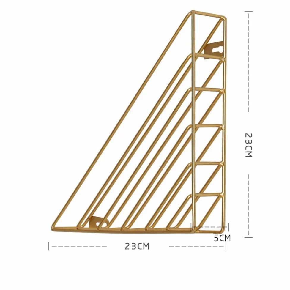 GLigeT Portariviste in Ferro a Forma Geometrica, Cestino da Appendere alla Parete, Organizer for Libri, Decorazione for la casa(Gold)