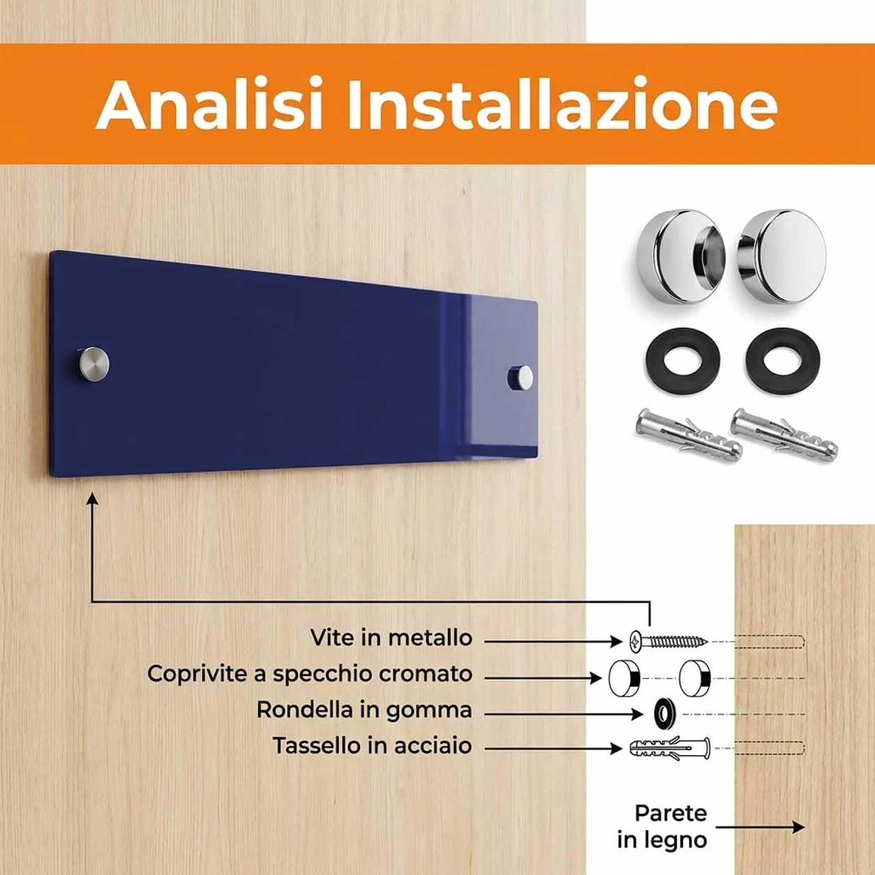 4 Fasce Battisedia Blu in Acrilico 60x14 cm – Protezione Muro Antigraffio per Sedia, Salvaparete Rigido 3 mm, Battisedia da Parete per Sedie Sale D'Attesa, Uffici e Casa (4, 60x14)